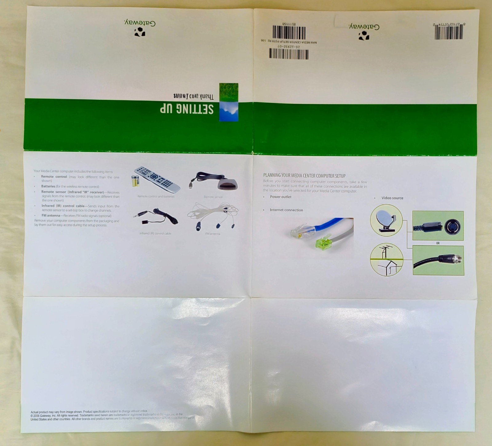 Gateway Windows XP Media Center 2005 OS DVD Disc Setup Poster OEM Guide CD Key