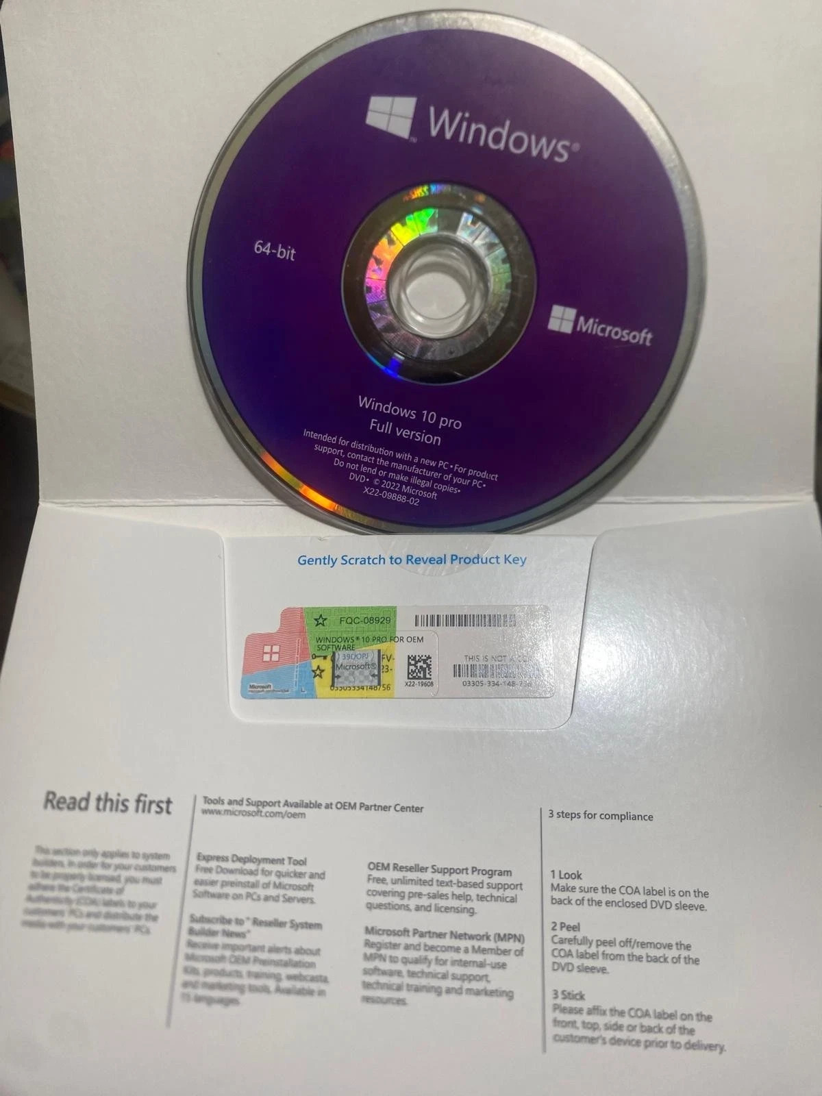 Windows 10 Pro 64bit English Full version Factory sealed New DVD Pack