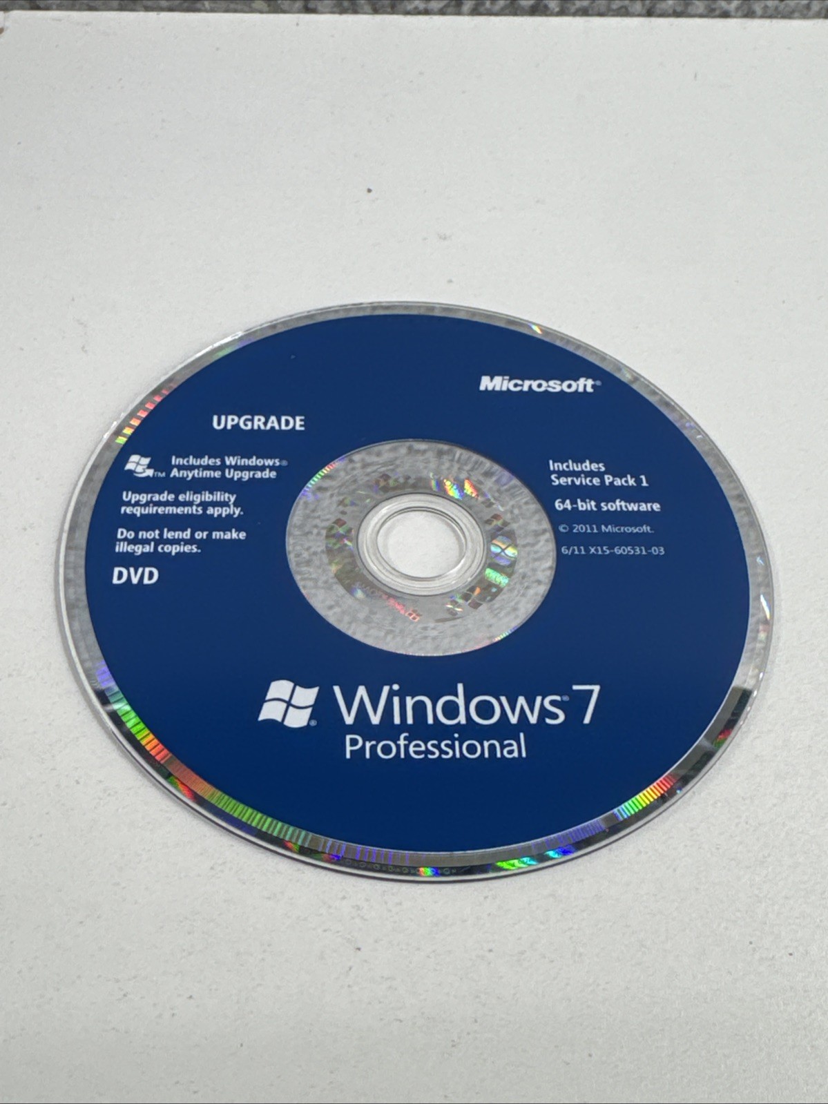 Microsoft Windows 7 Professional Upgrade 32 Bit and 64 Bit DVD MS WIN PRO=RETAIL