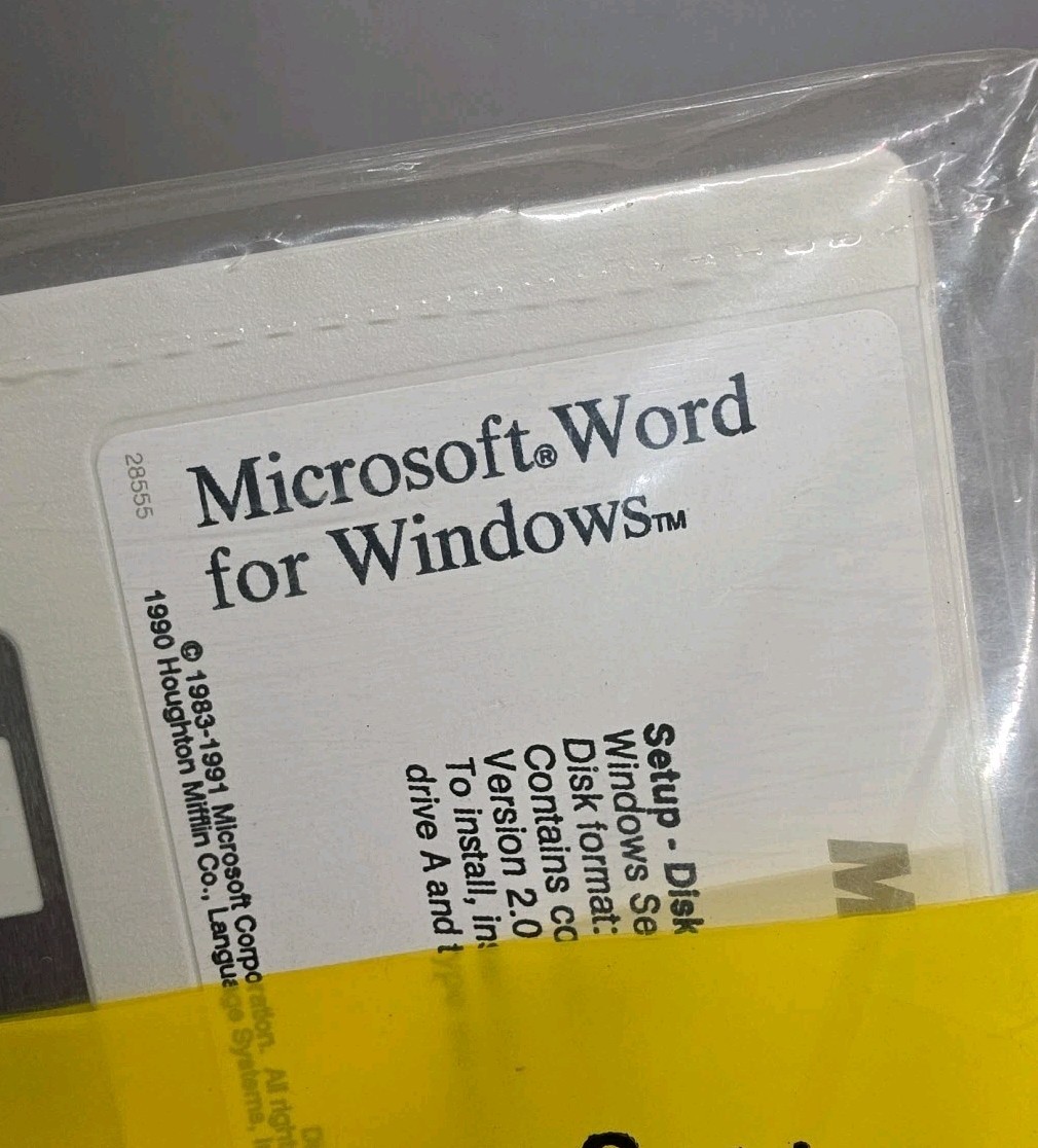Microsoft Word for Windows 1991 Vintage Software 3.5 Disc Sealed New Old Stock
