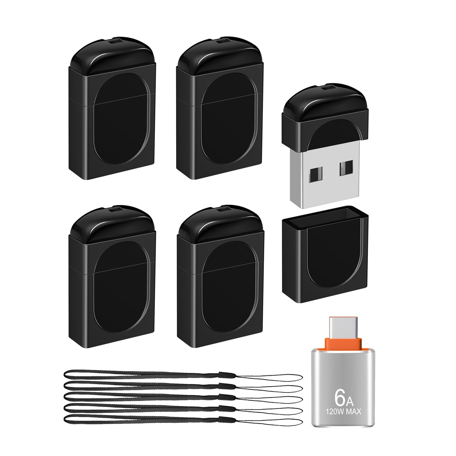 EASTBULL 32GB Small Flash Drives 5 Pack USB2.0 Mini USB Drive with a USB-C Ad…