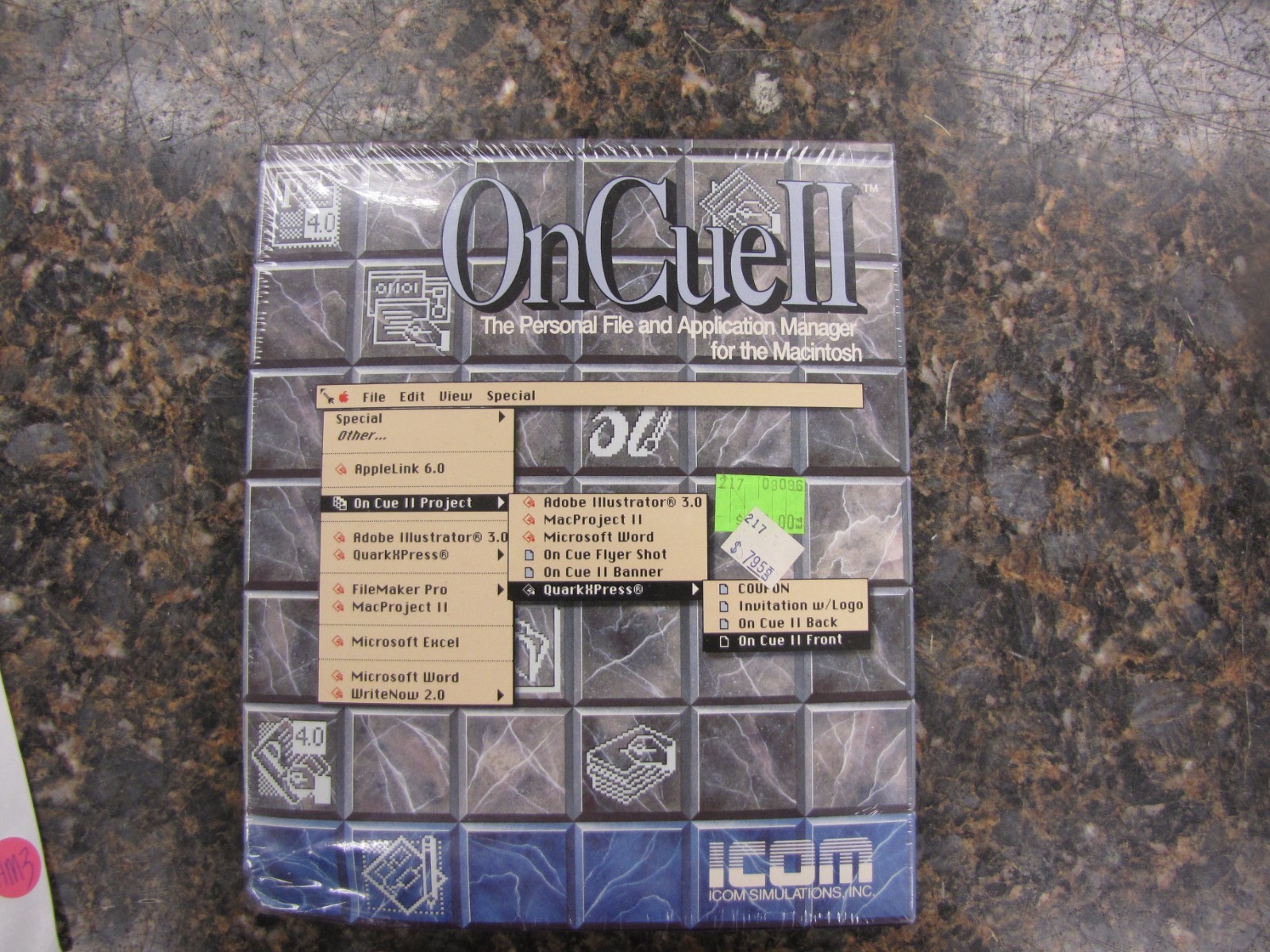 NEW SEALED- ON CUE II -Personal File & Application Manager for MACINTOSH -HM1
