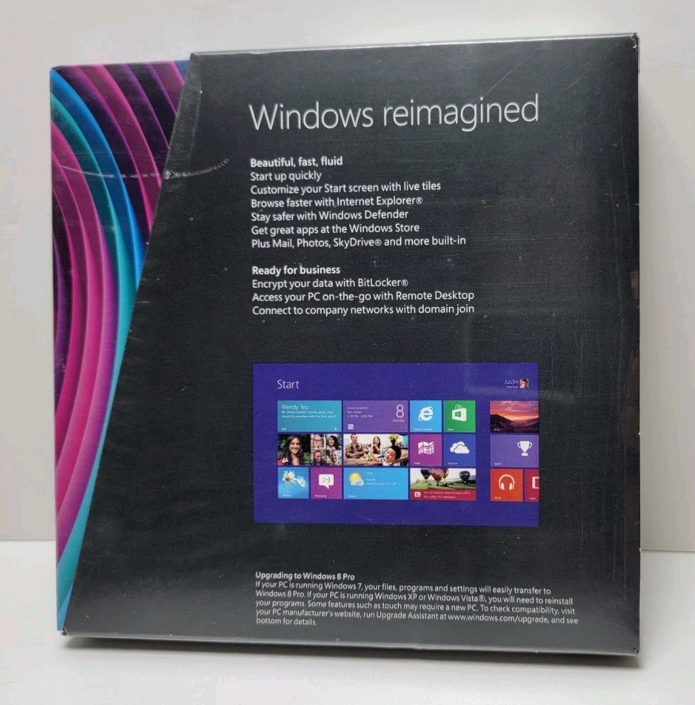 Microsoft Windows 8 PRO Full 64 32 Bit English VUP DVD NEW SEALED