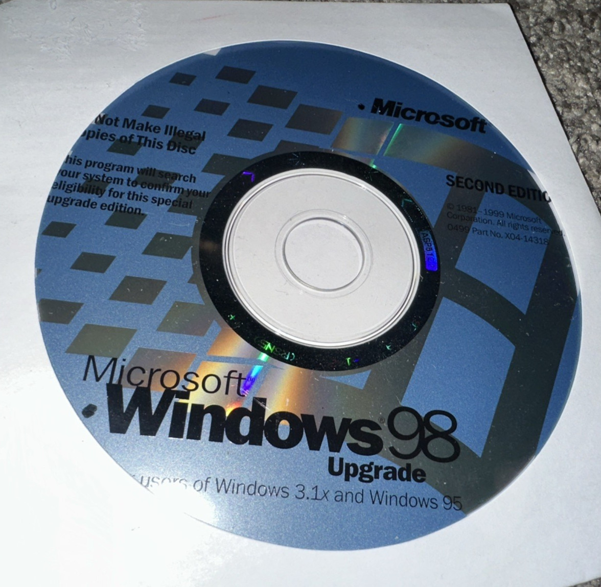 Microsoft Windows 98 Upgrade Second Edition (Disc Only) PC