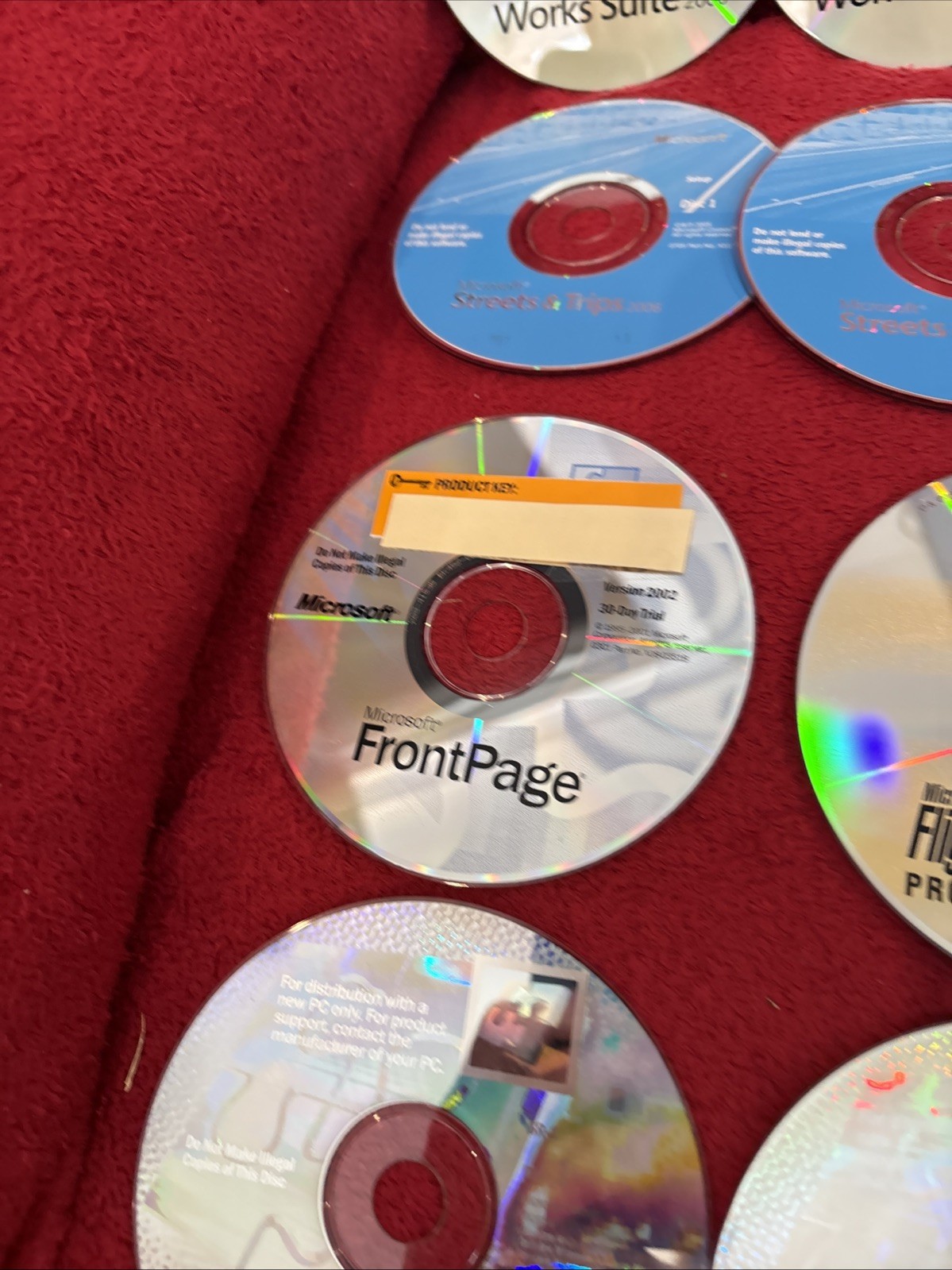 Lot Of 20 Vintage Microsoft Software CDs Office Flight Simulator Works XP Trips