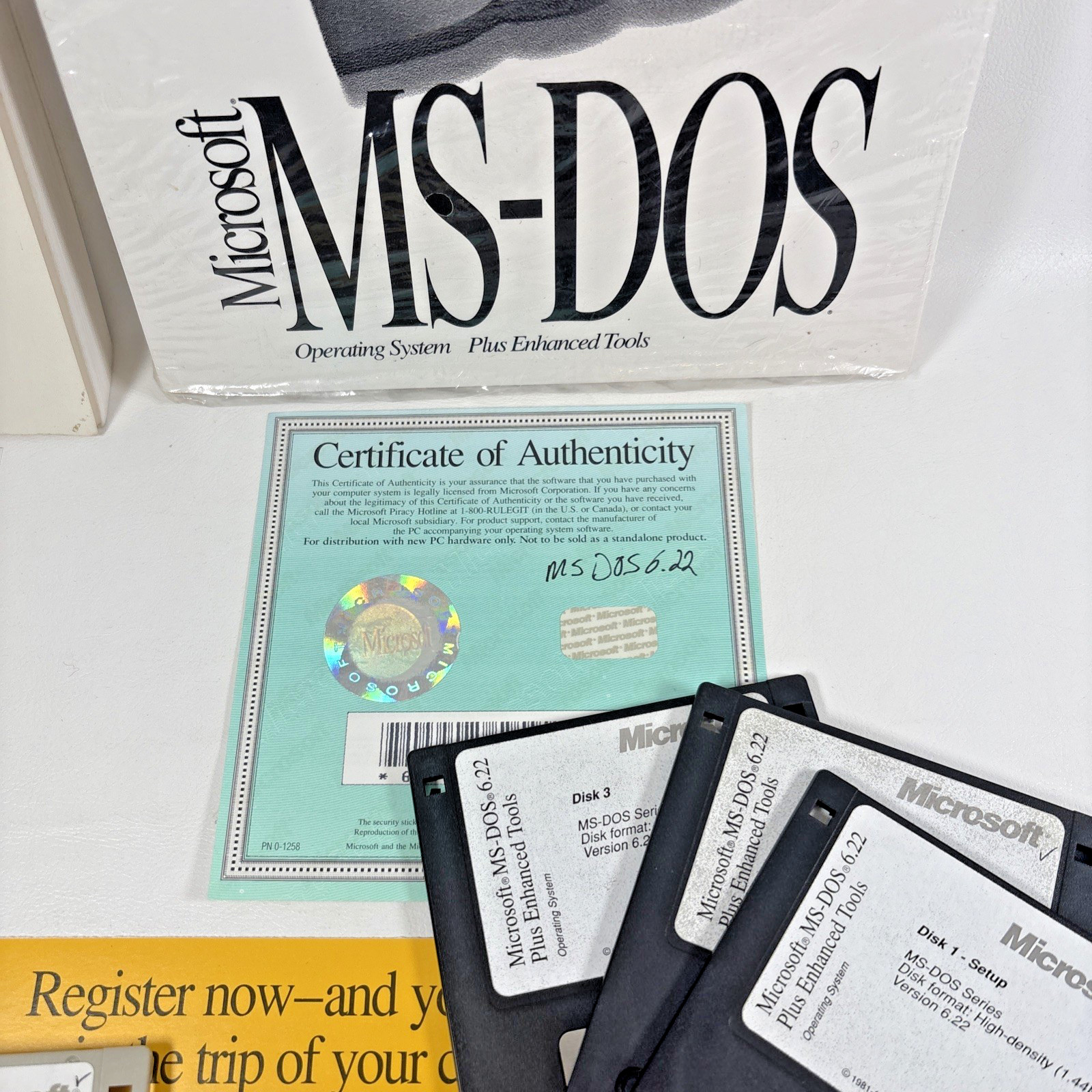 Windows 3.1 & MS-DOS 6.22 User Guides w/DISKS & Certificates of Authenticity
