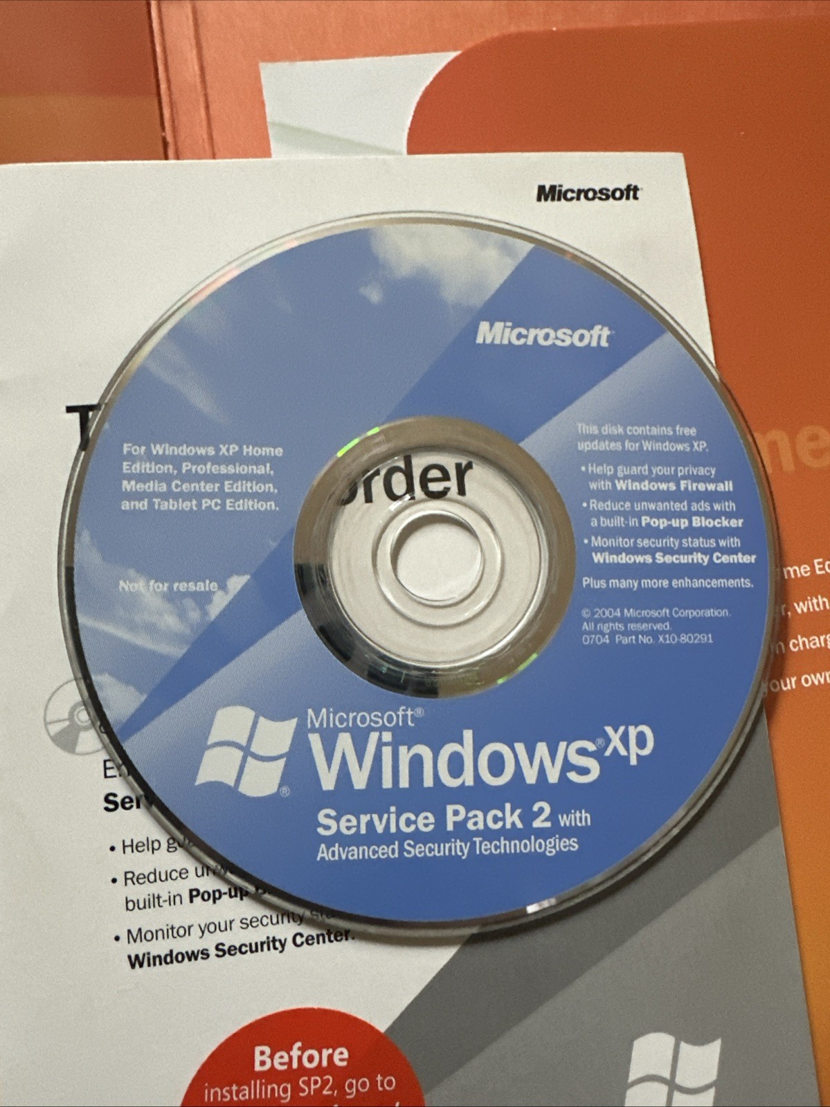 Microsoft Windows XP Home Edition Upgrade with Service Pack 2 CD-ROM Used