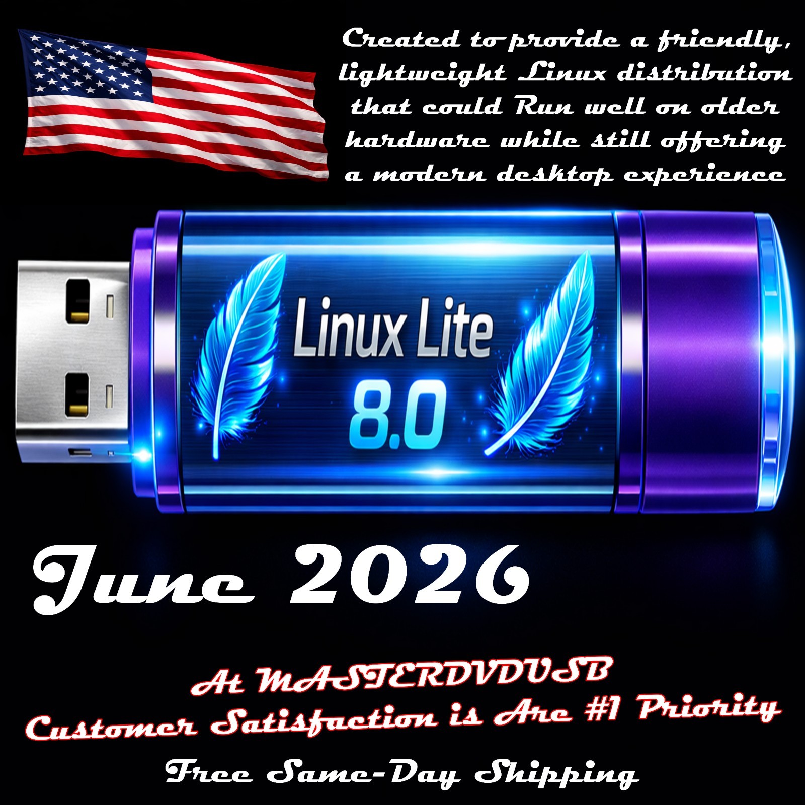 Linux Lite 8.0 Bootable DVD – 64‑bit – Perfect for Older PCs & Laptops