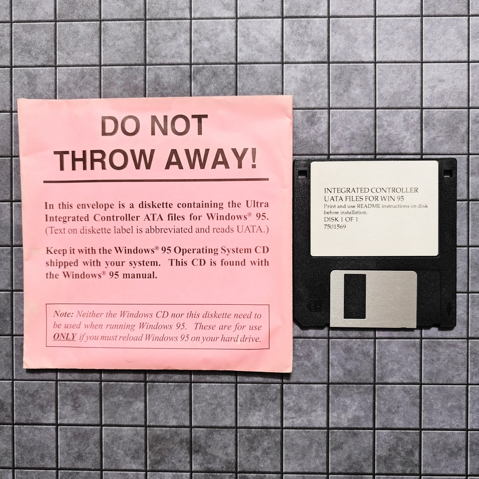 Microsoft Windows 95 Ultra Integrated Controller ATA Files Floppy Disk 3.5″