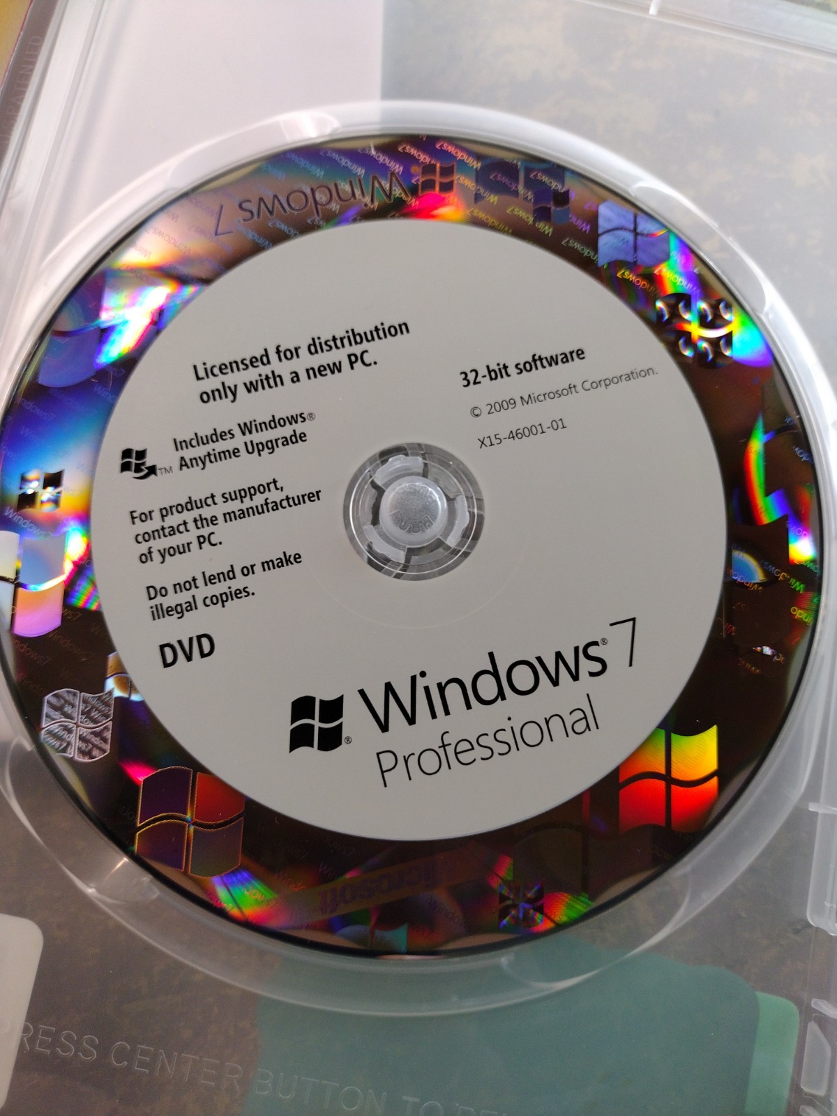 Windows 7 Professional 32 Bit Full Version DVD No Key Manual Case