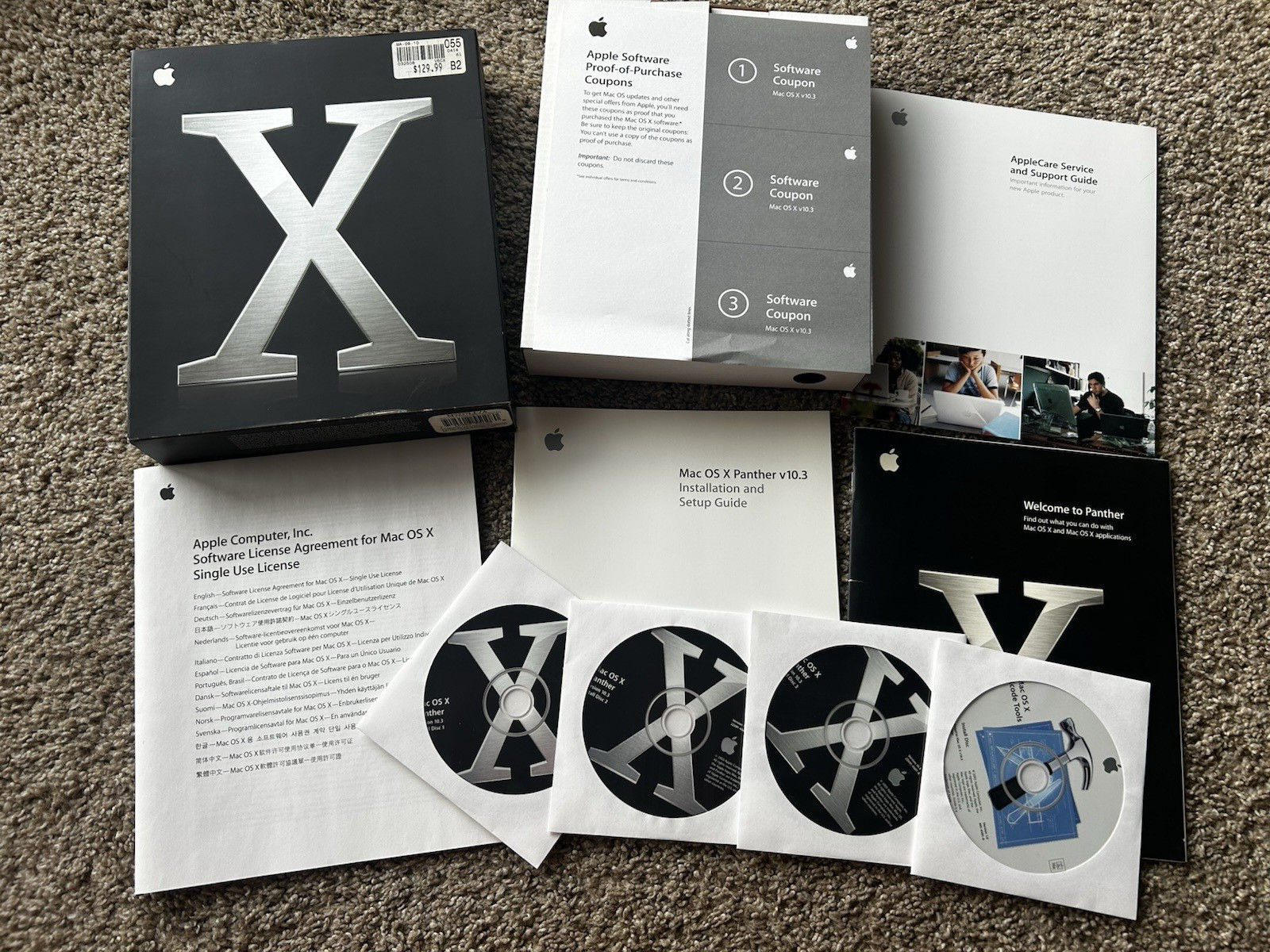 Macintosh MAC OS X 10 Panther Softwaer Discs in original box 10.3