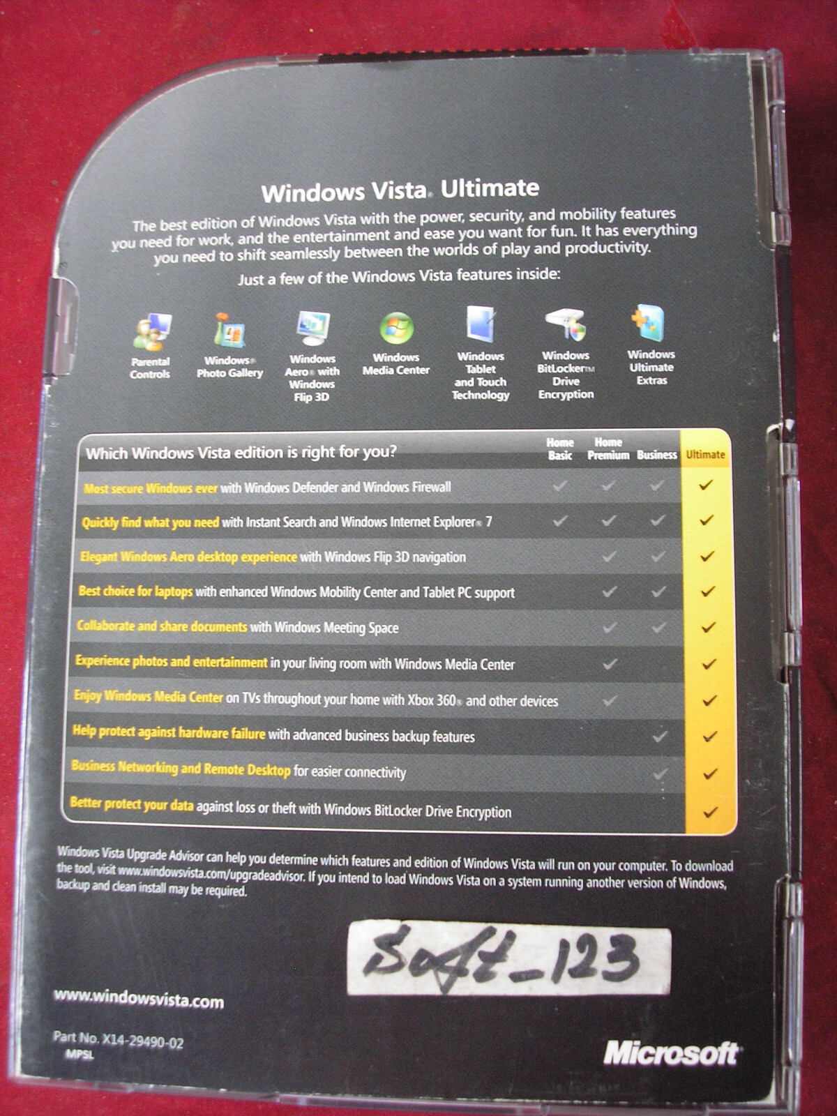 Microsoft Windows Vista Ultimate Full w/SP1 32 Bit & 64 Bit DVD =NEW SEALED BOX=
