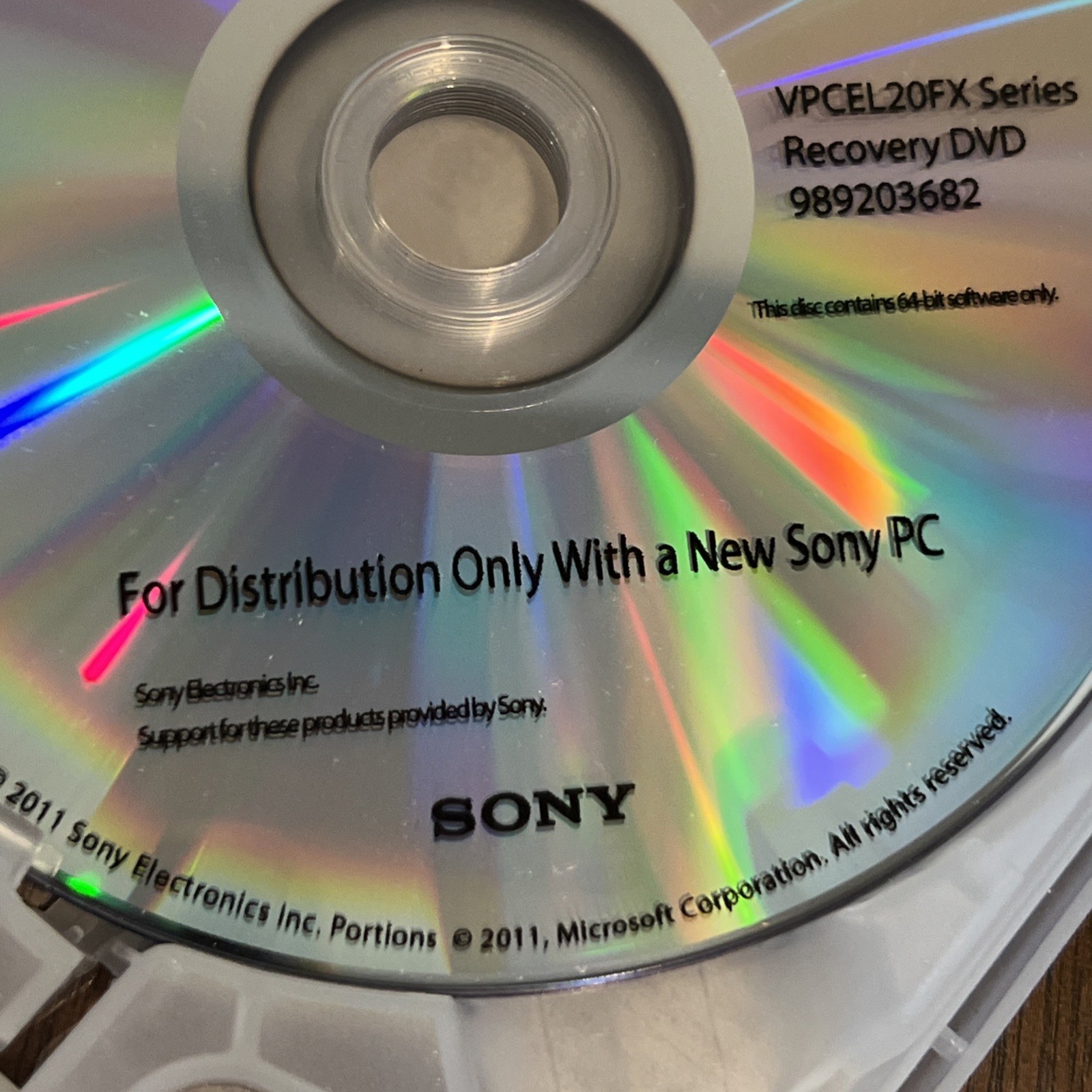 Sony Vaio Windows 7 VPCEL 20FX Series Recovery DVD 5 Disk Set