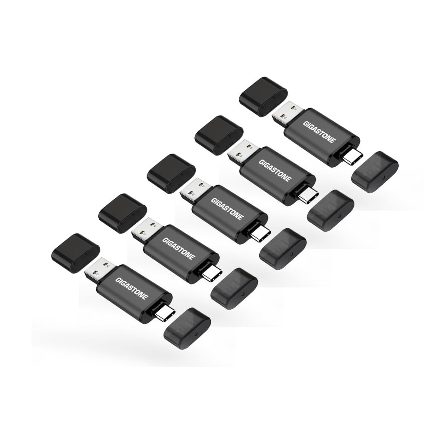 GIGASTONE 64GB Dual Flash Drive (5 Pack) Z40 USB 3.2 Gen 1, 2-in-1 Type-A & T…