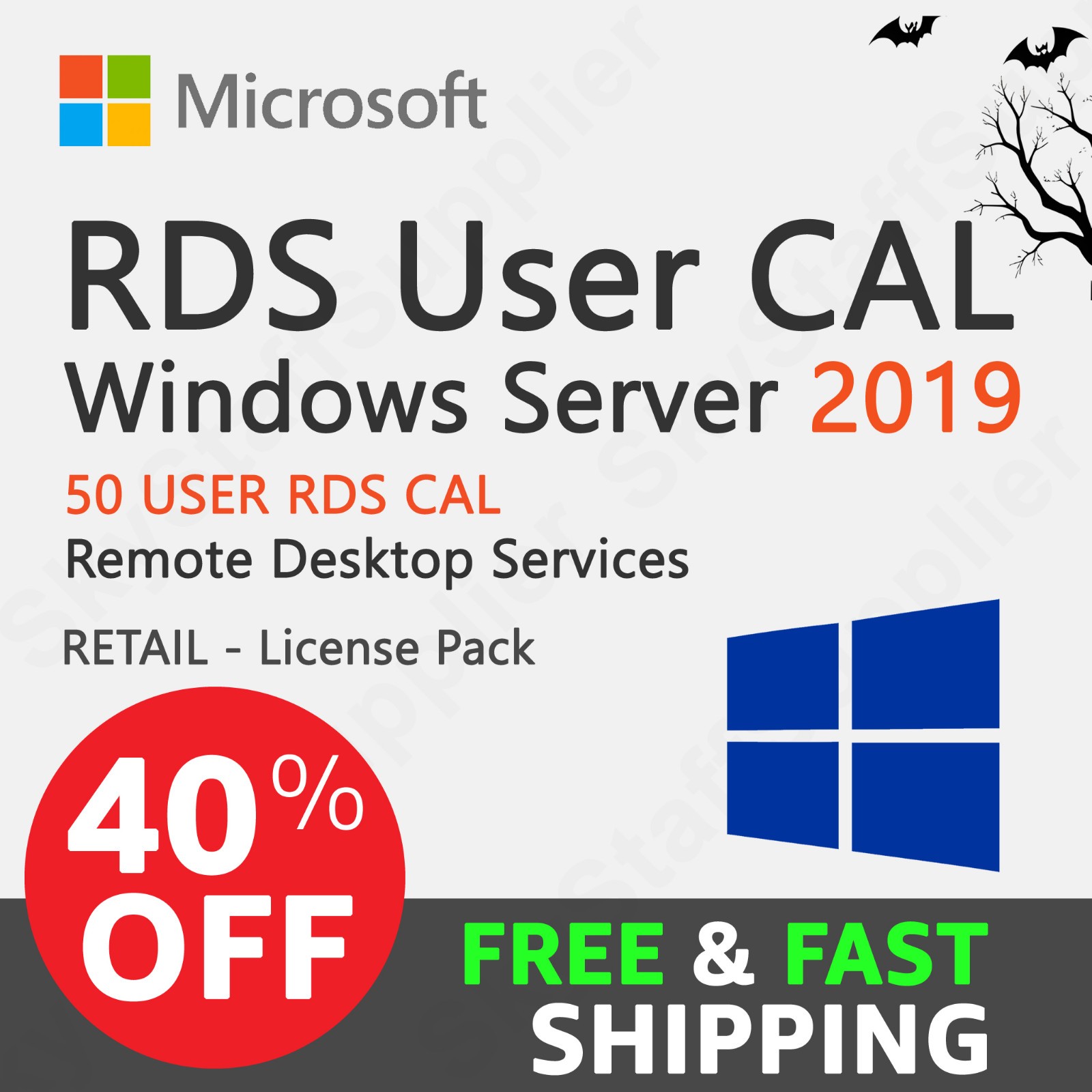 Windows Server 2019 Remote Desktop RDS Licenses 50 Users FULL NEW RETAIL PACK