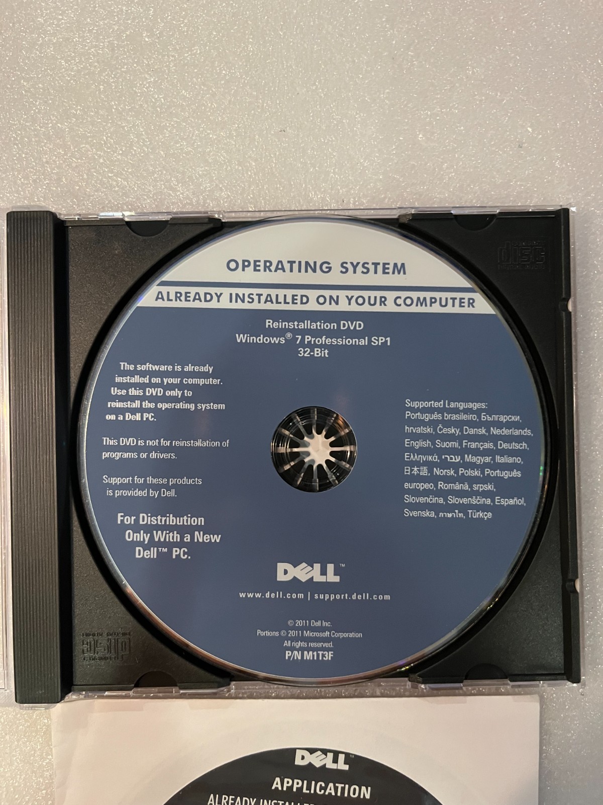 Combo Windows 7 Pro SP1 32-Bit Dell Reinstallation & CyberLink PowerDVD 9.5 DVD