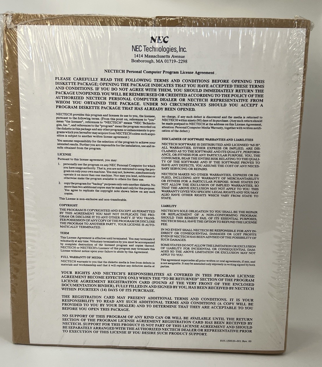 NEC Windows 3.0 OEM 5.25” 1.2MB Media Factory Sealed NOS 1991 Vintage Software