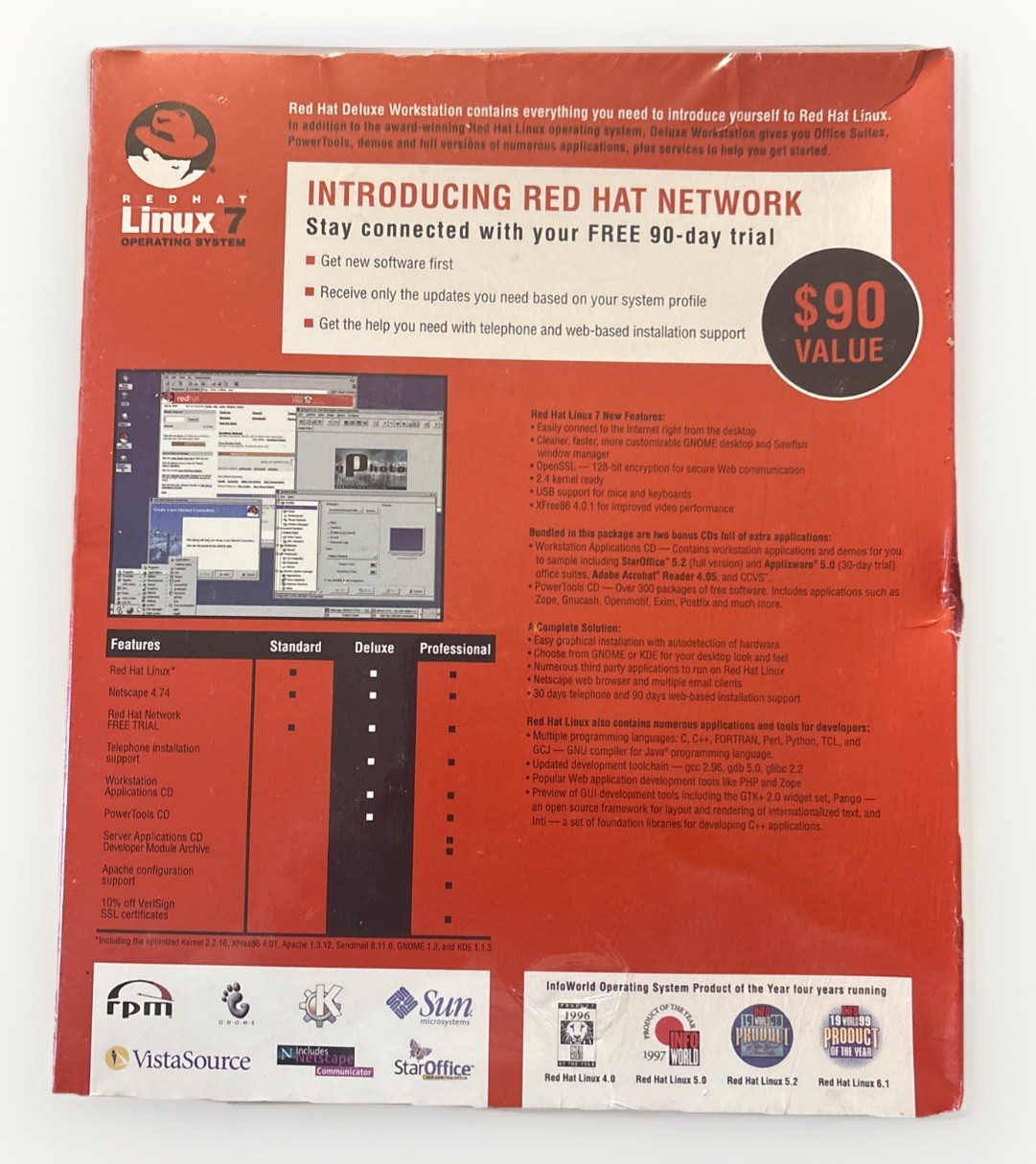 Red Hat Linux 7 Operating System Deluxe Workstation Sealed Box Software