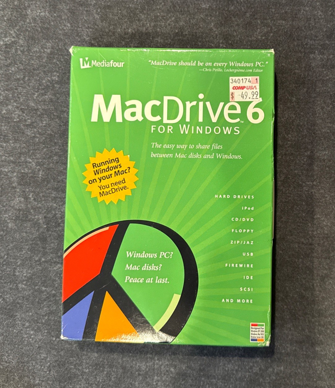 Brand New! Vintage PC Computer Software Media Four Mac Drive 6 For Windows!