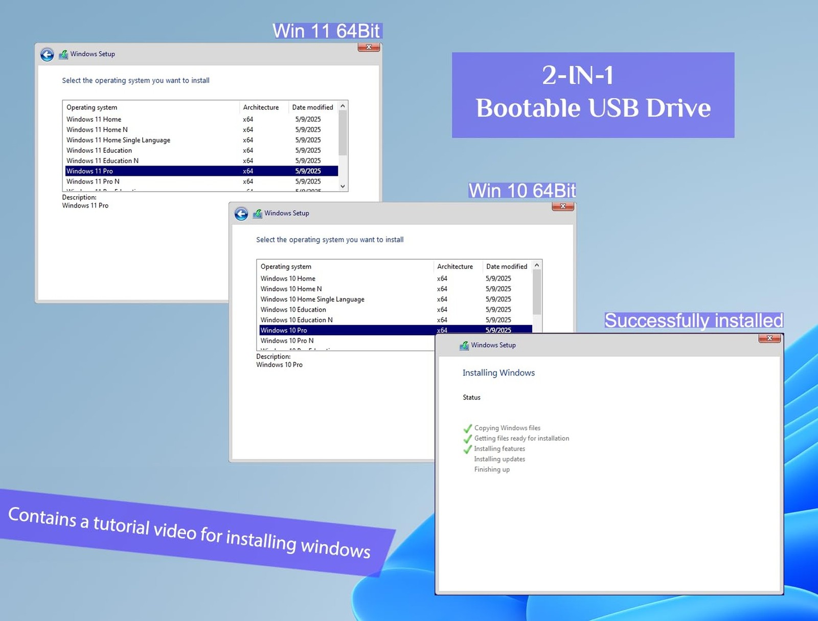 32GB – Bootable Windows 10&11, USB Driver 3.2 Gen for Install/Recovery Window…
