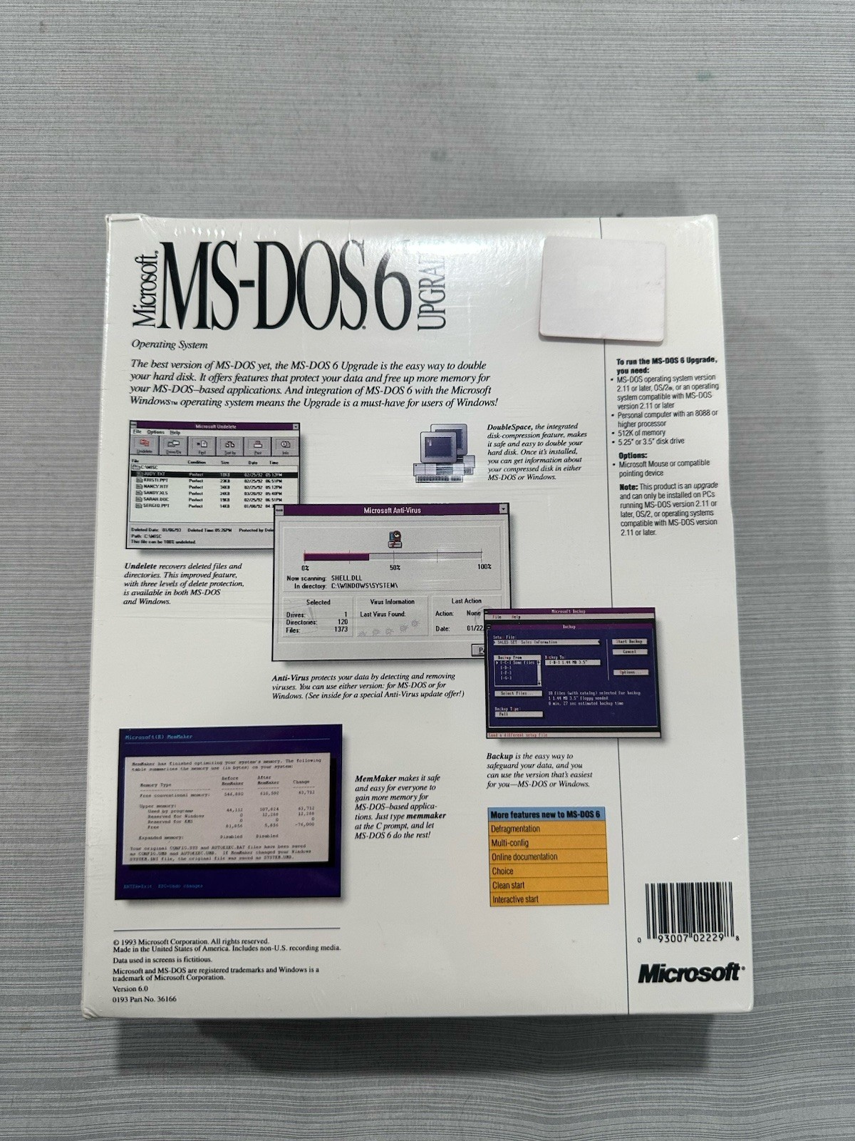 Vintage Microsoft MS-DOS 6.0 Upgrade Operating System 3.5″ Disc Sealed NOS