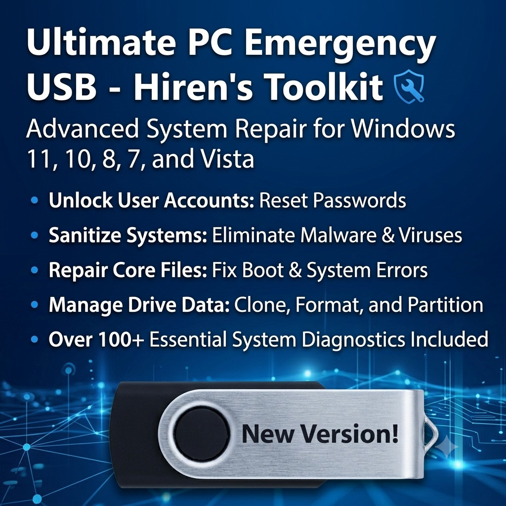 Hiren’s Boot PC Repair Recovery Tools Password Antivirus Computer Utility USB