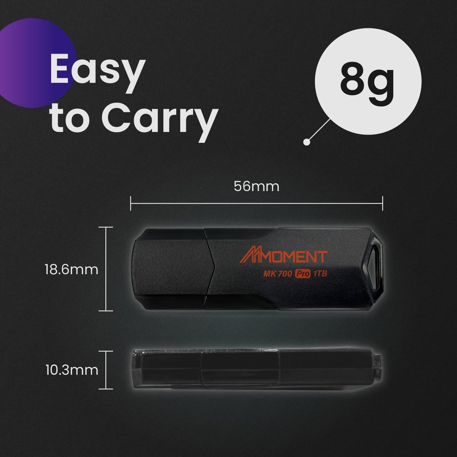 MMOMENT MK700 1TB USB 3.2 Gen2x1 Flash Drive, Read Speed up to 600MB/s, Write…