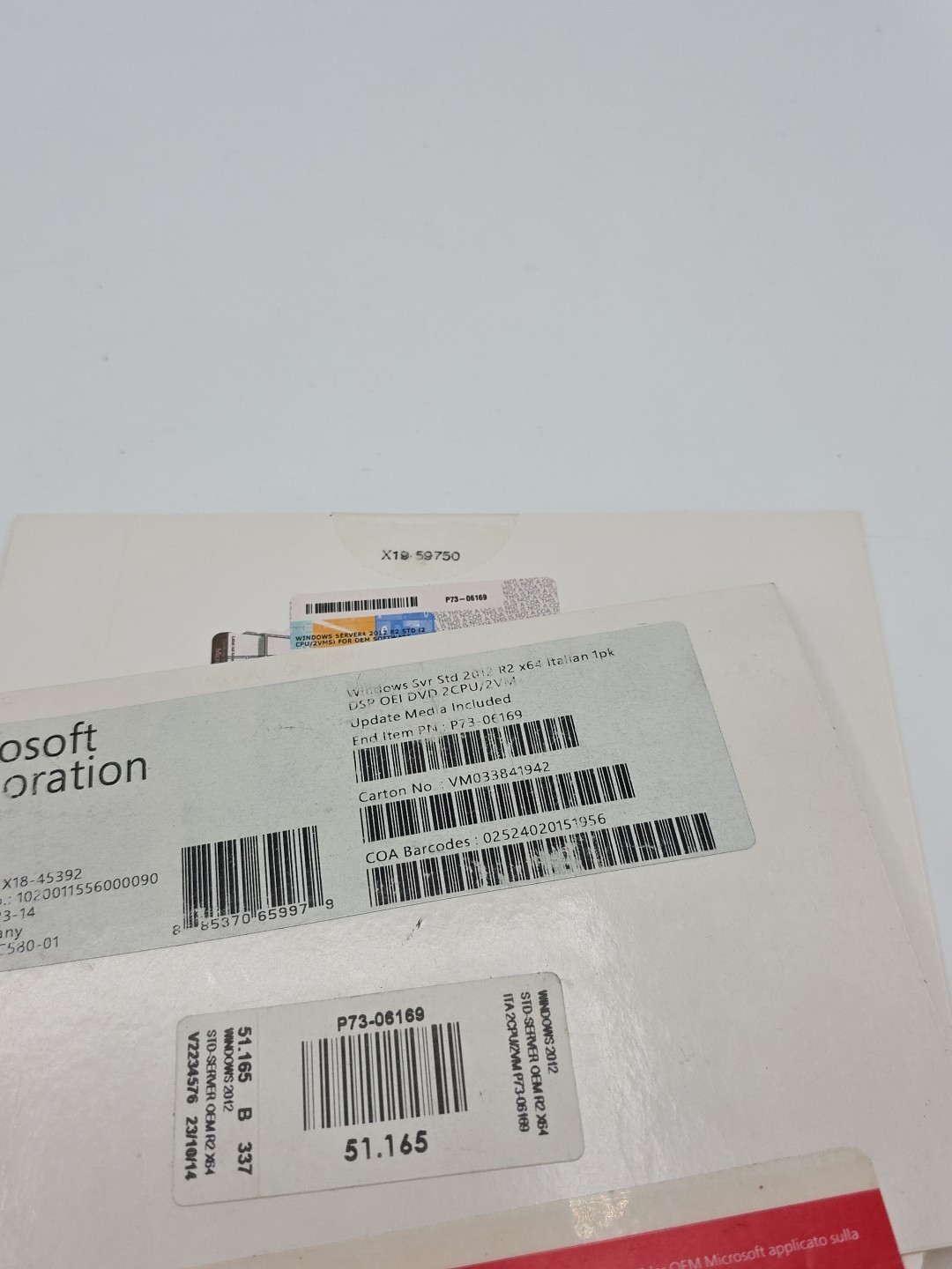 Microsoft Windows Server 2012 R2 Standard / 2CPU, 2VM / P73-06167 incl. DVD ITA