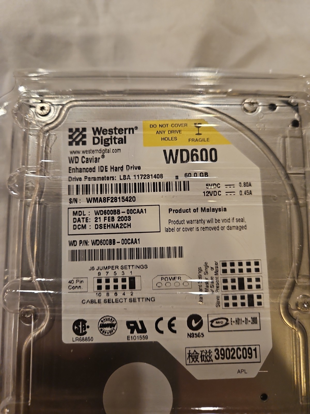 WD Caviar WD600 60GB E-IDE HDD w/ Ubuntu 18.04.6 LTS 32bit OS Bootable