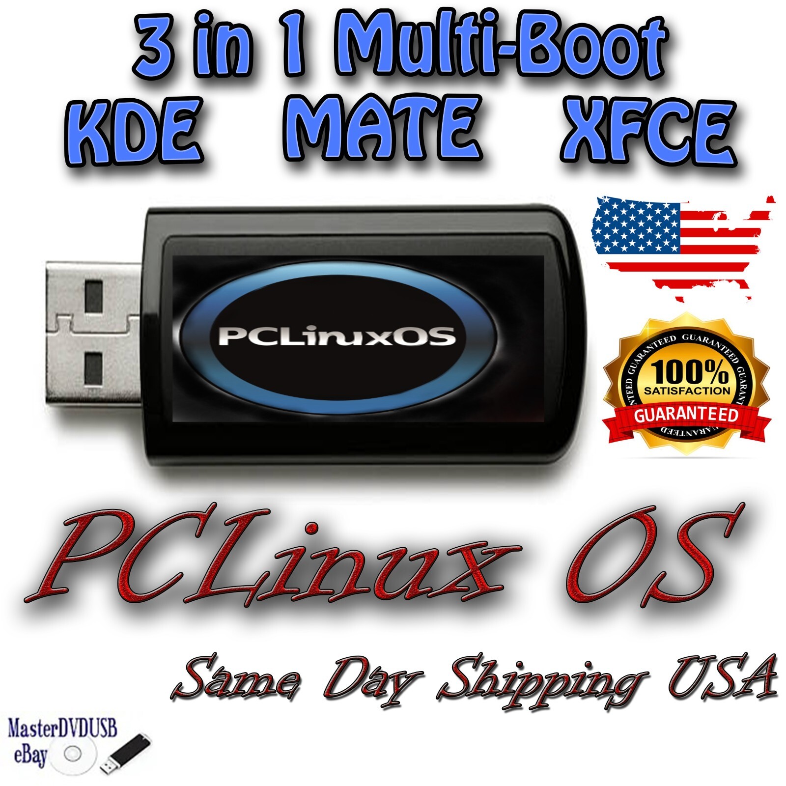 PC LINUX OS 3 IN 1 BOOT USB KDE | MATE | XFCE | 2023 | SAME DAY SHIPPING USA !!