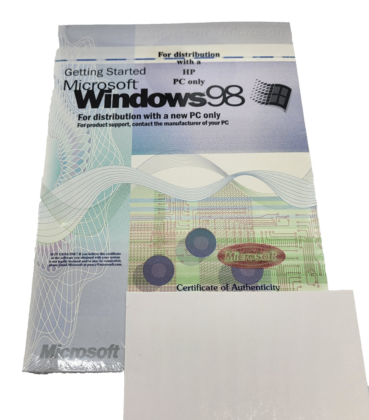 Microsoft Windows 98 Getting Started Manual Only Product Key NO DISC