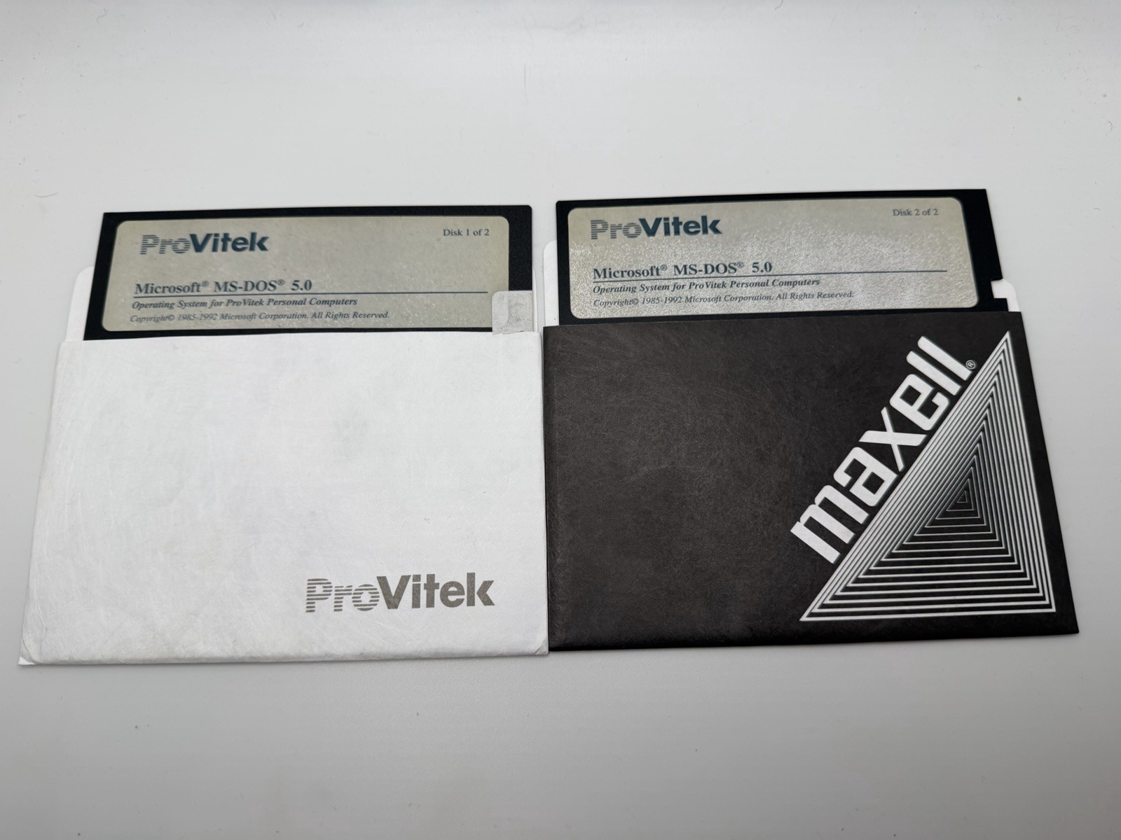 Vintage ProVitek Personal Computers 5.25″ 2 Floppy Discs Microsoft MS-DOS 5.0