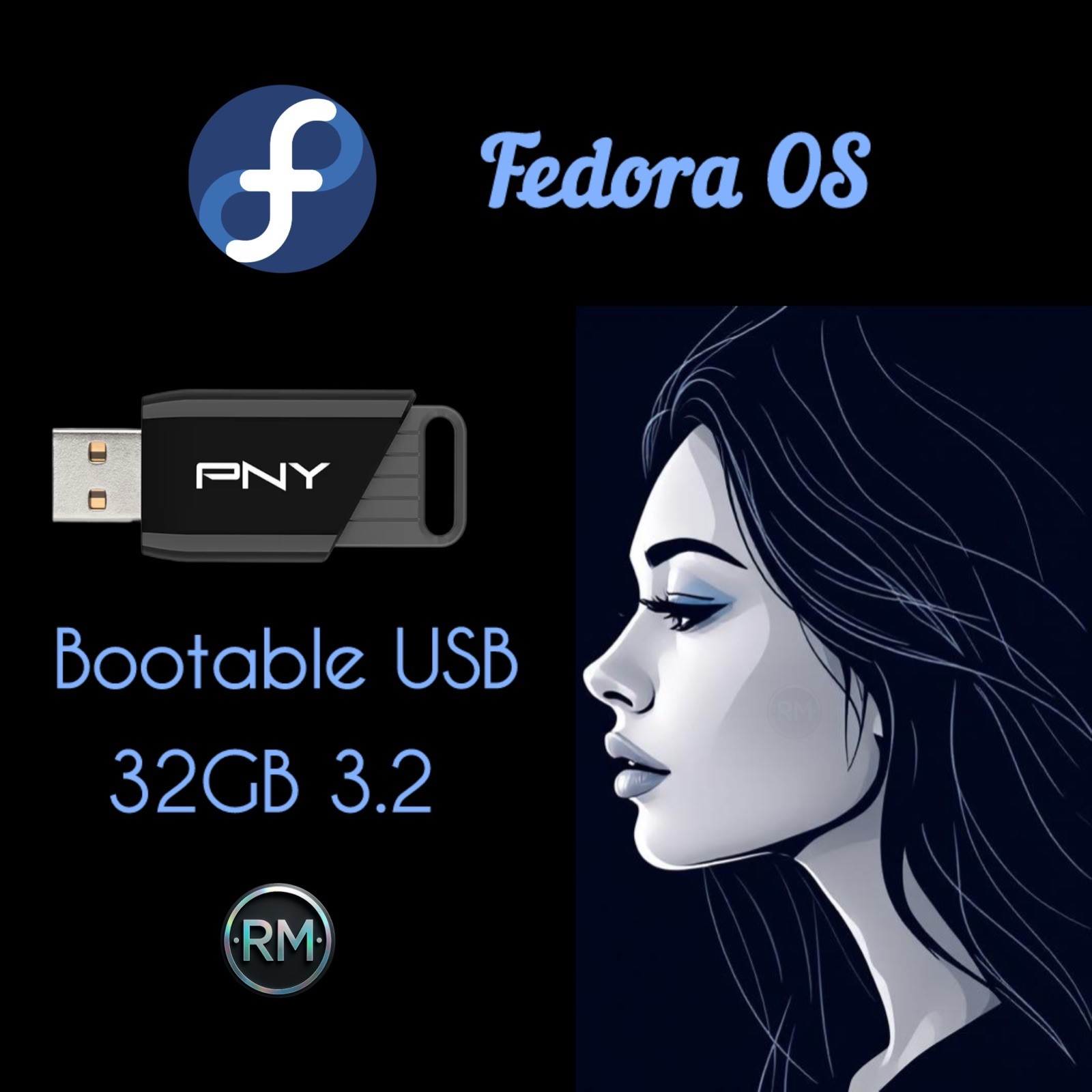 Fedora Linux Bootable USB Drive | Live + Full Installer | 32GB 3.2