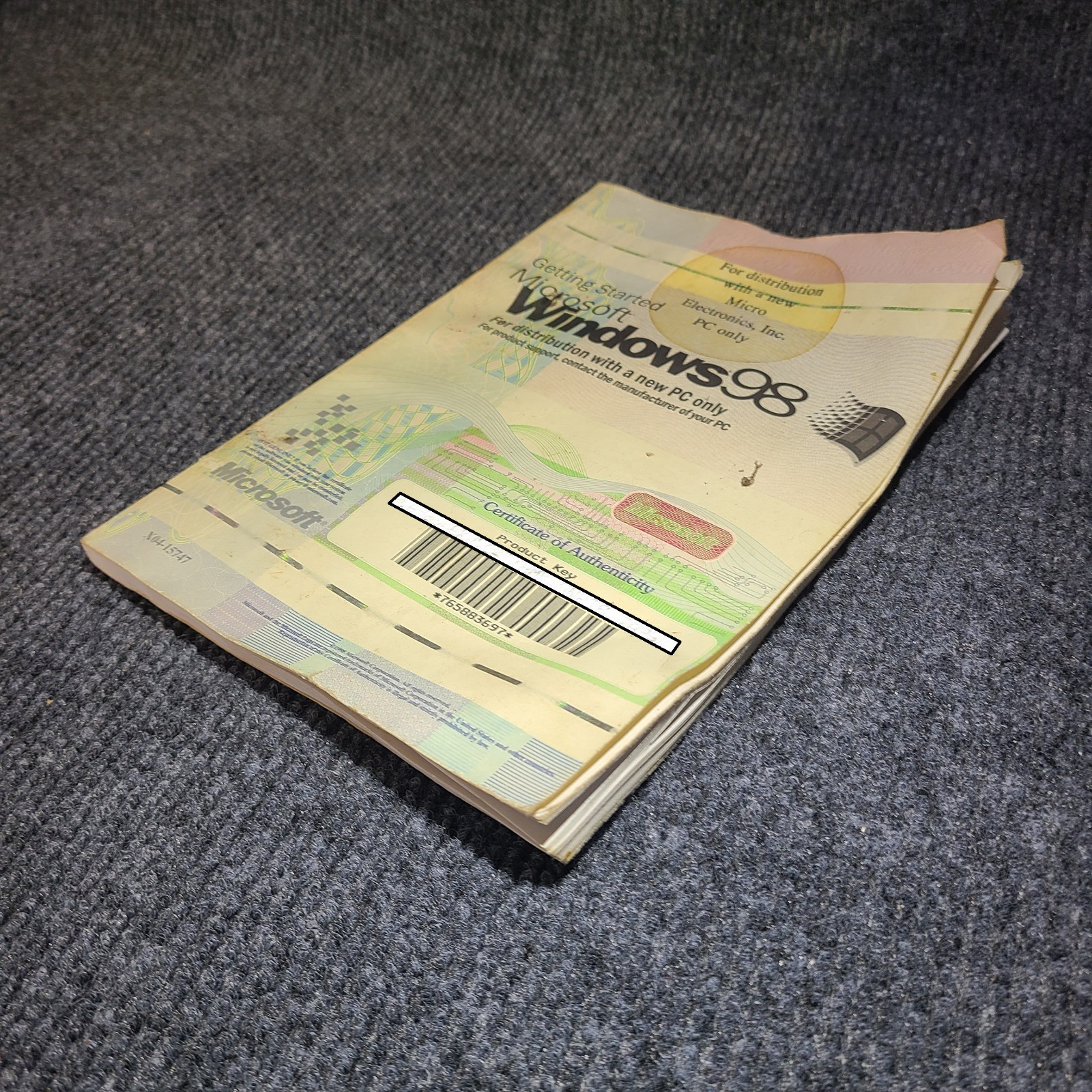Microsoft Windows 98 Getting Started Manual COA Product Key OEM Vintage Retro PC