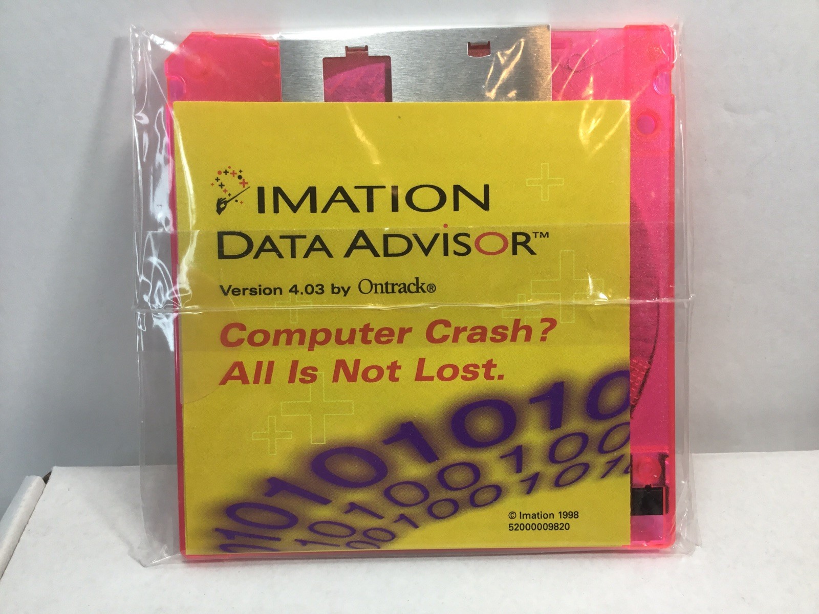 Imation 2HD 3.5 In. Disc, Data Advisor 1998. Version 4.03 By On track