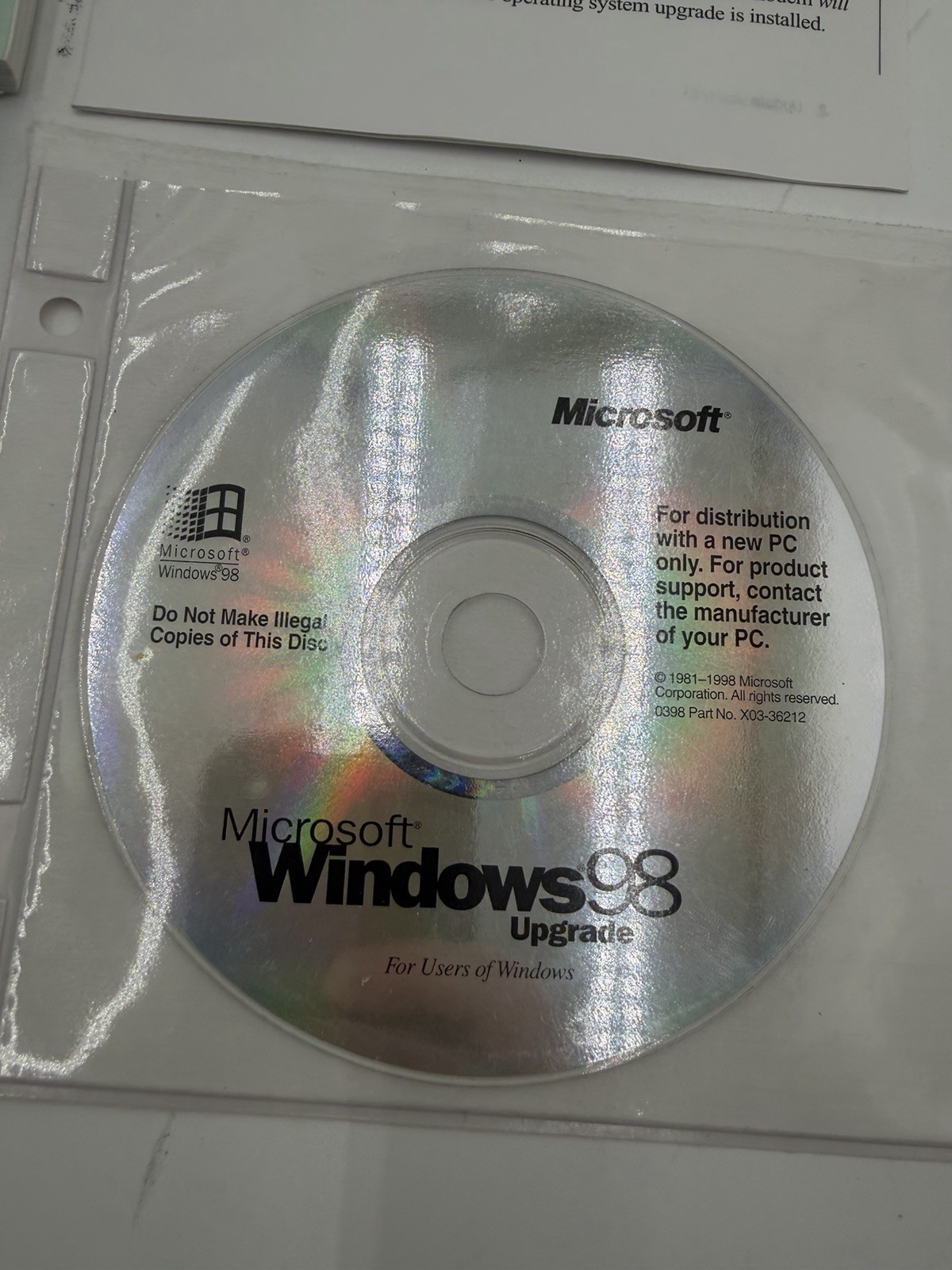 Windows 98 Key Floppy Boot & Upgrade Disk with Manual and product key