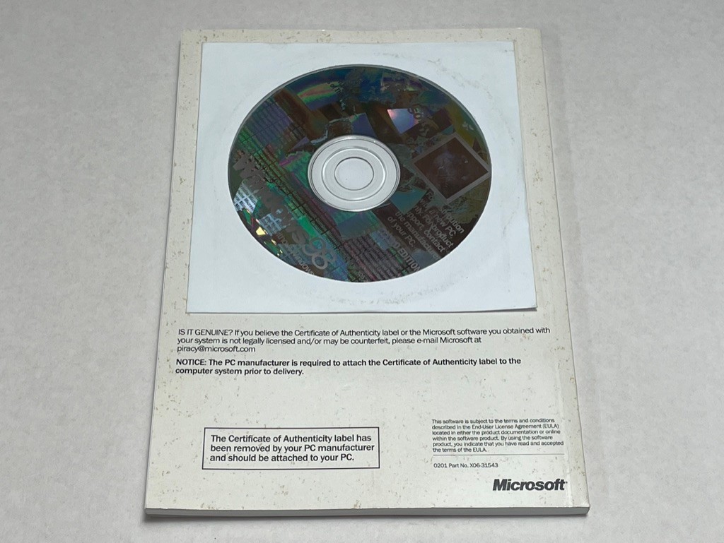 Microsoft Windows 98 Second Edition OEM CD-ROM w/ COA & Getting Started Manual