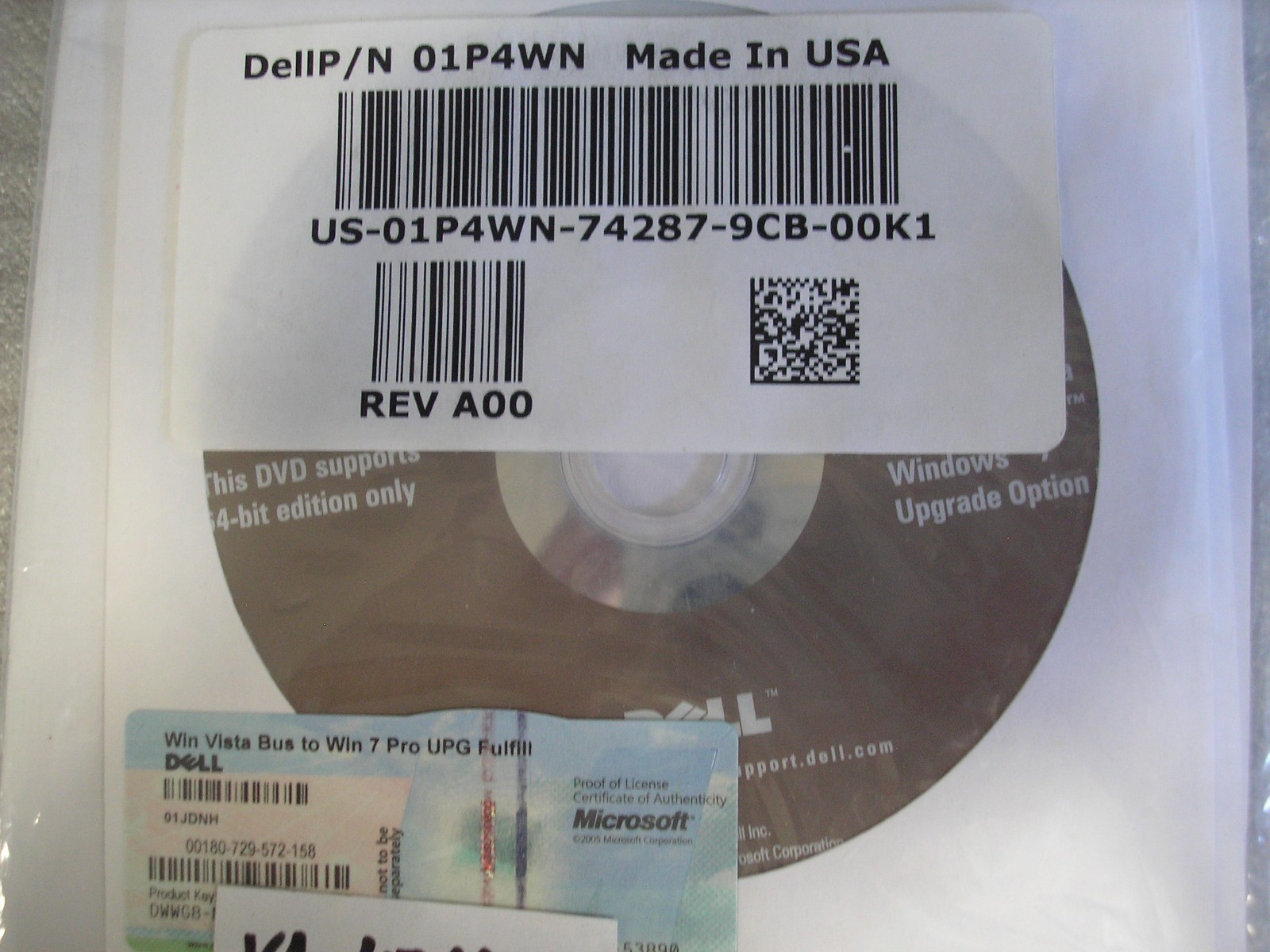 Dell Microsoft Windows Vista Bus to Win 7 Pro 64-Bit Upgrade DVD w/COA/Code=NEW=