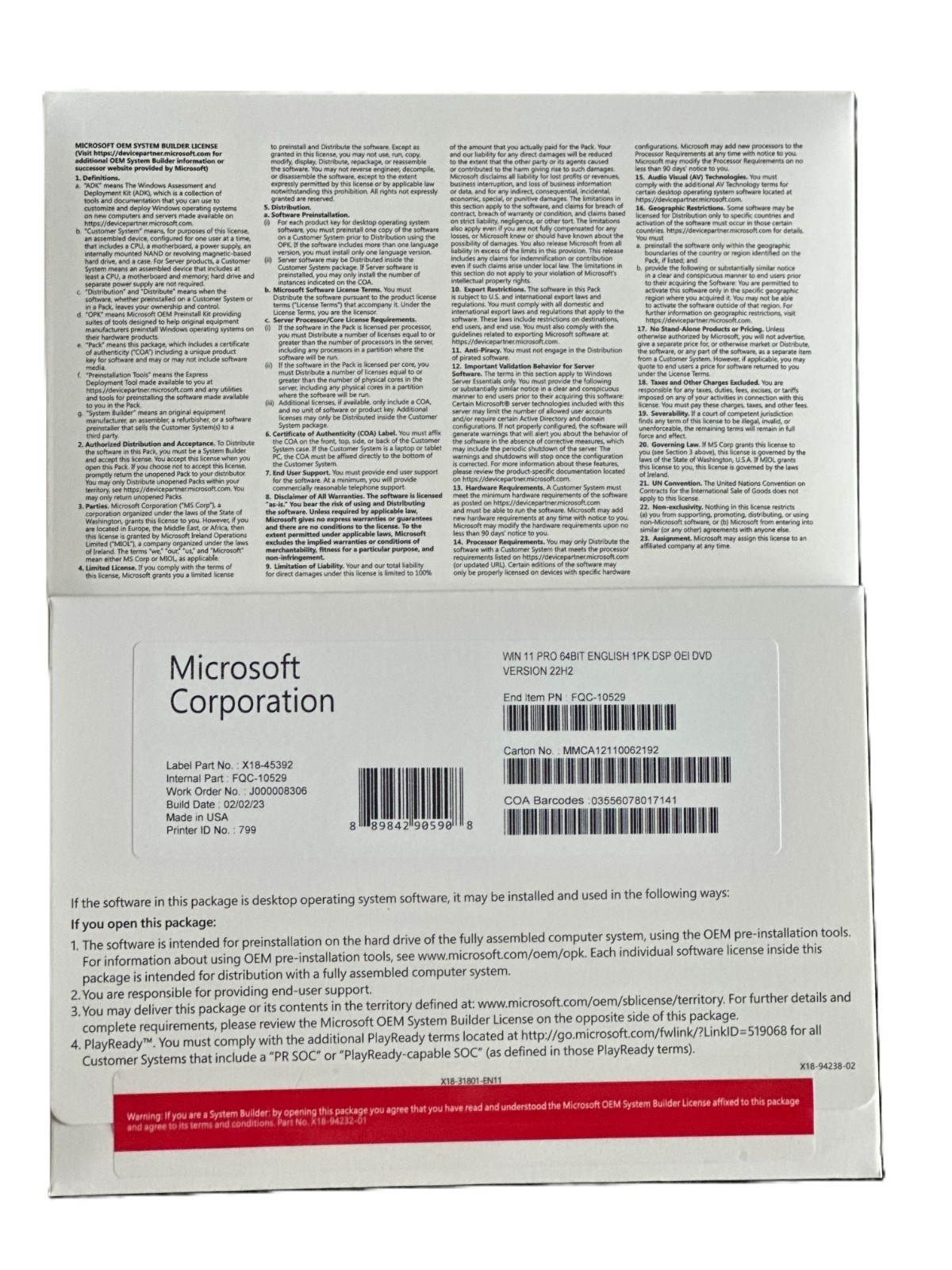 Win 11 Pro 64-Bit DVD & License ProductKey Factory Sealed US # Free Shipping..