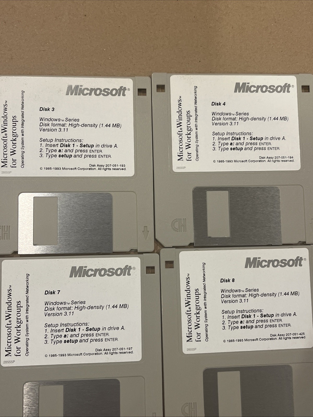Microsoft Windows for Workgroups v3.11 8 Floppy Disks 1993