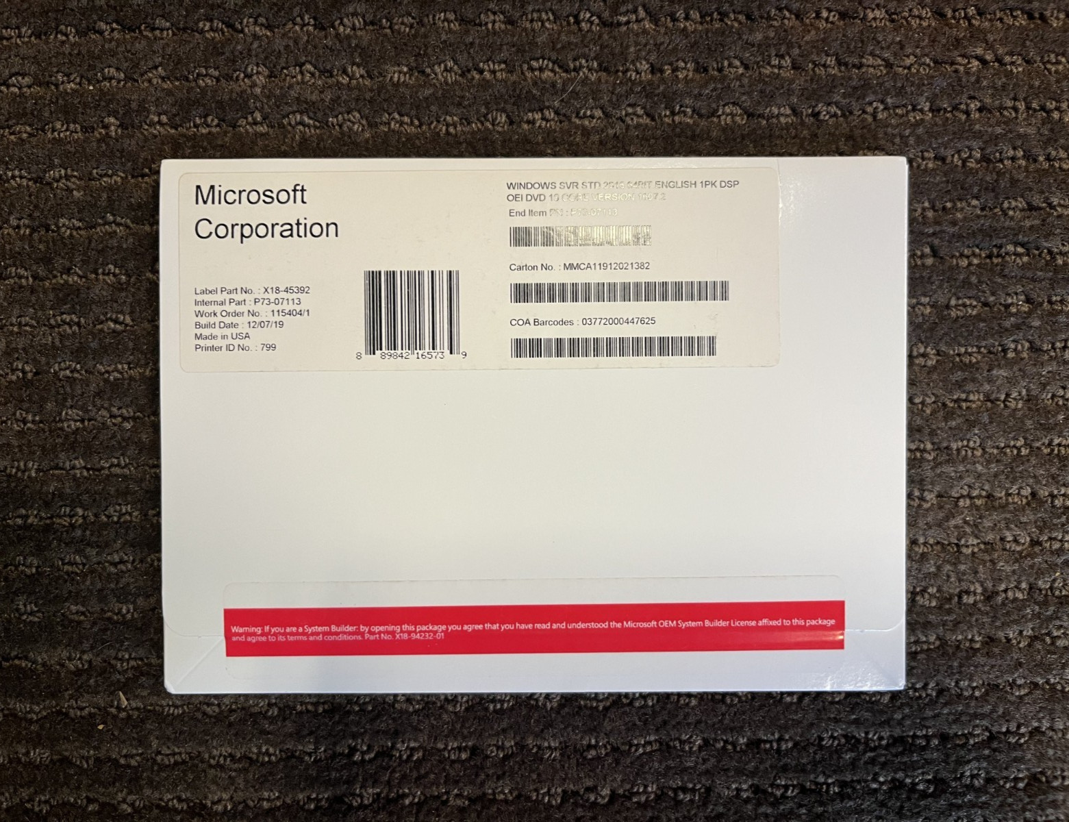 Microsoft X18-45392 Windows Pro 10 64Bit Eng Intl Operating System 1 Pack
