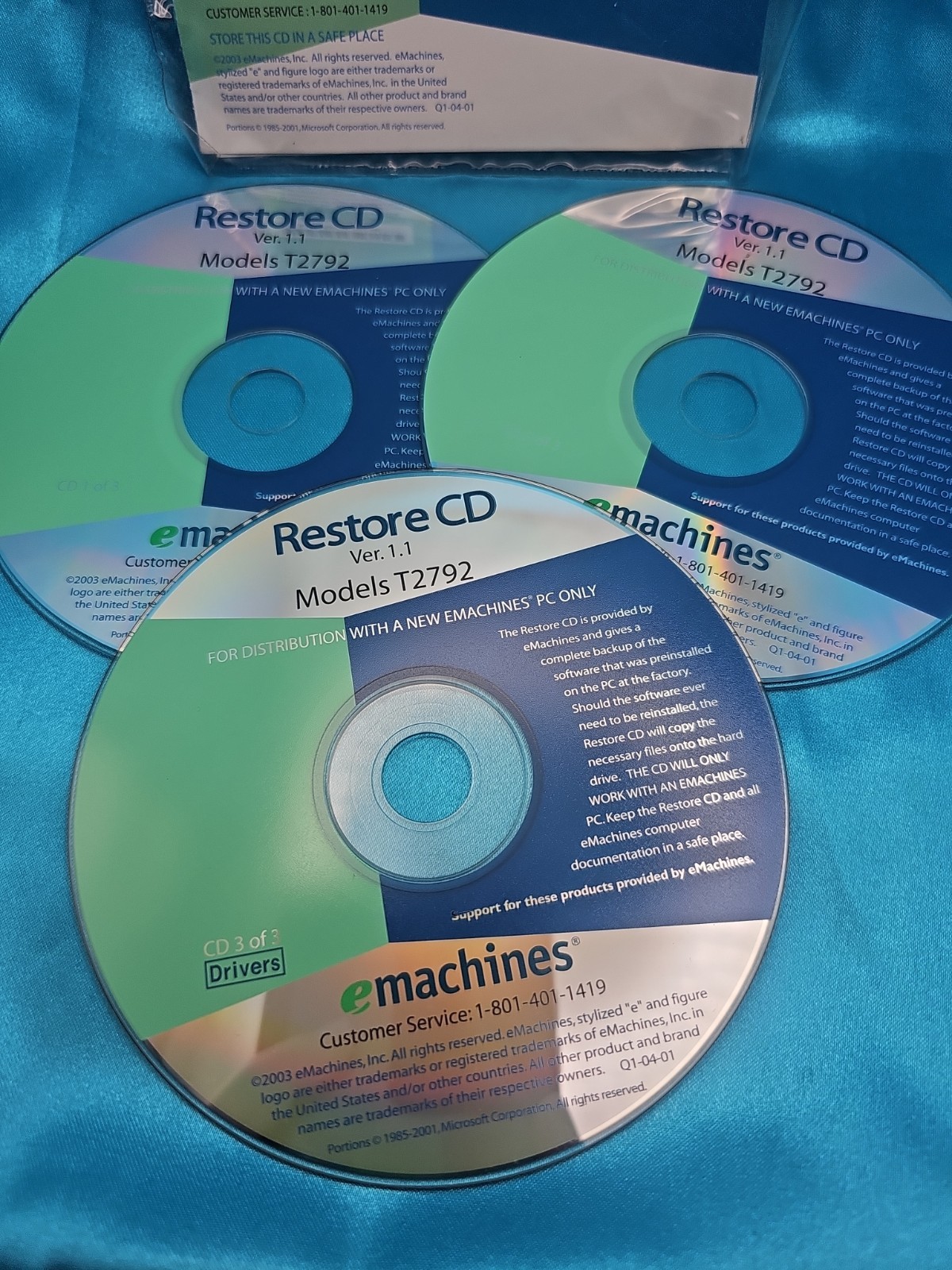 eMachines Restore CD Version 1.1 Model T2792 – 3 Disc Set for Desktop PC