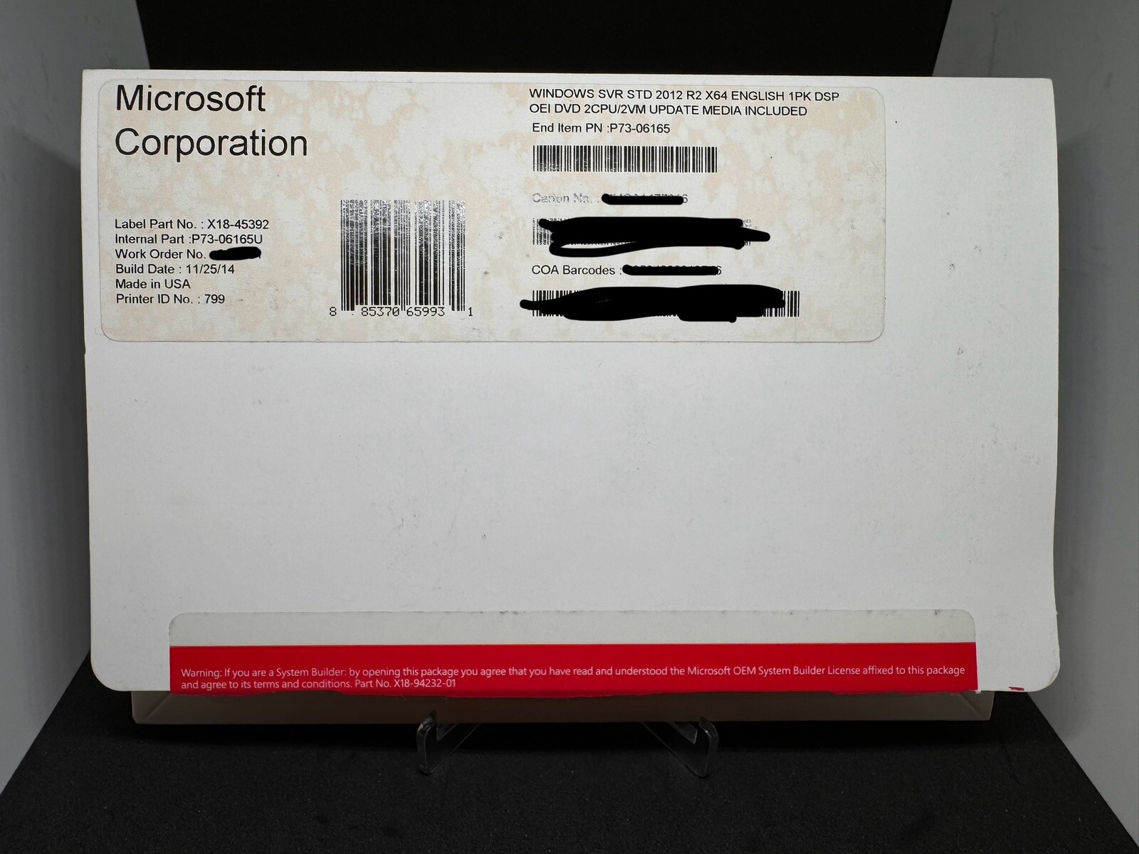 Microsoft Windows Svr Std 2012 R2 x64 English 1pk 885370659931 – Used