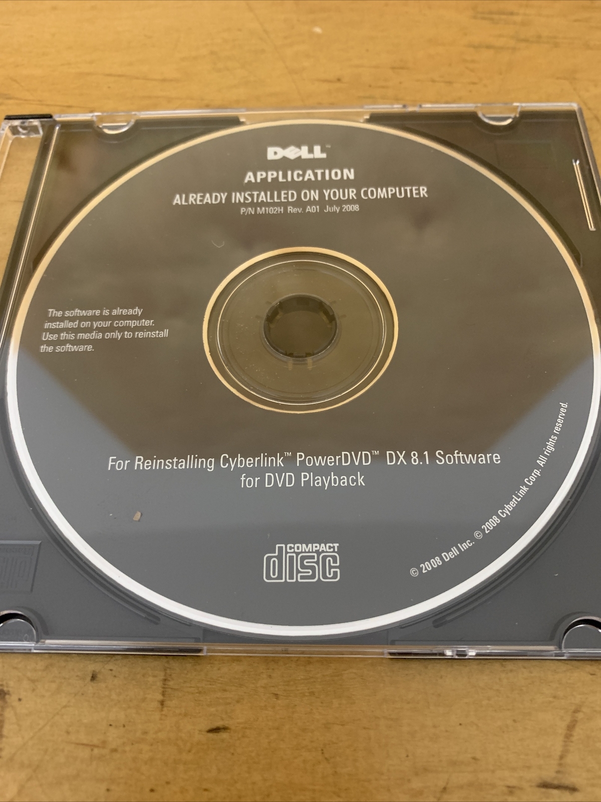 Dell Application P/N M102H Software Reinstalling CD-ROM July 2008 Cyberlink Powe