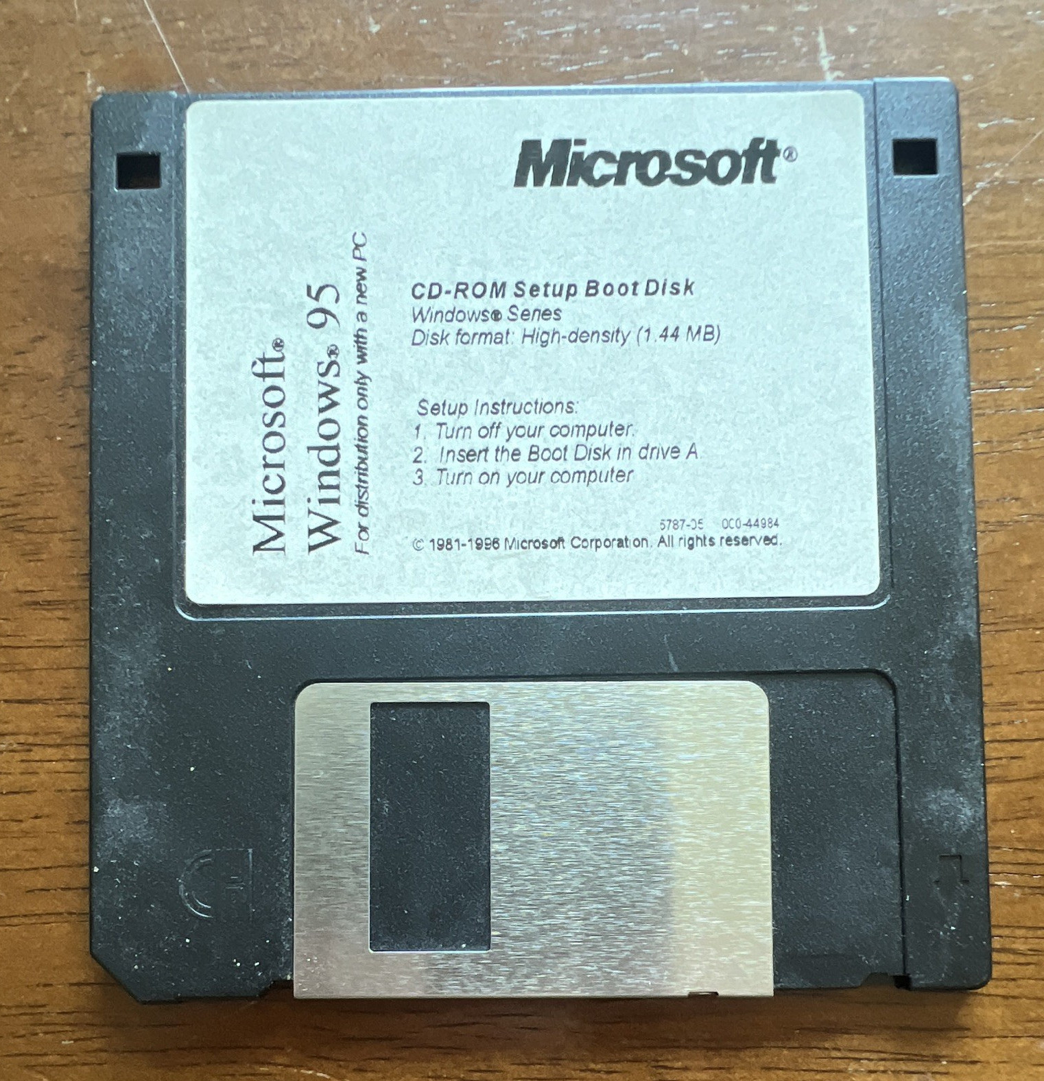 Microsoft Windows 95 CD-ROM Setup Boot Disk 3.5″ Floppy 1.44MB English
