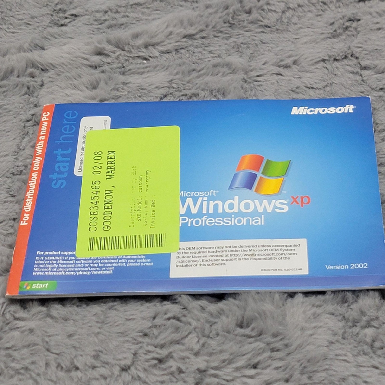 Vintage Microsoft Windows XP Professional SP2 OEM CD Version 2002 X10-59871