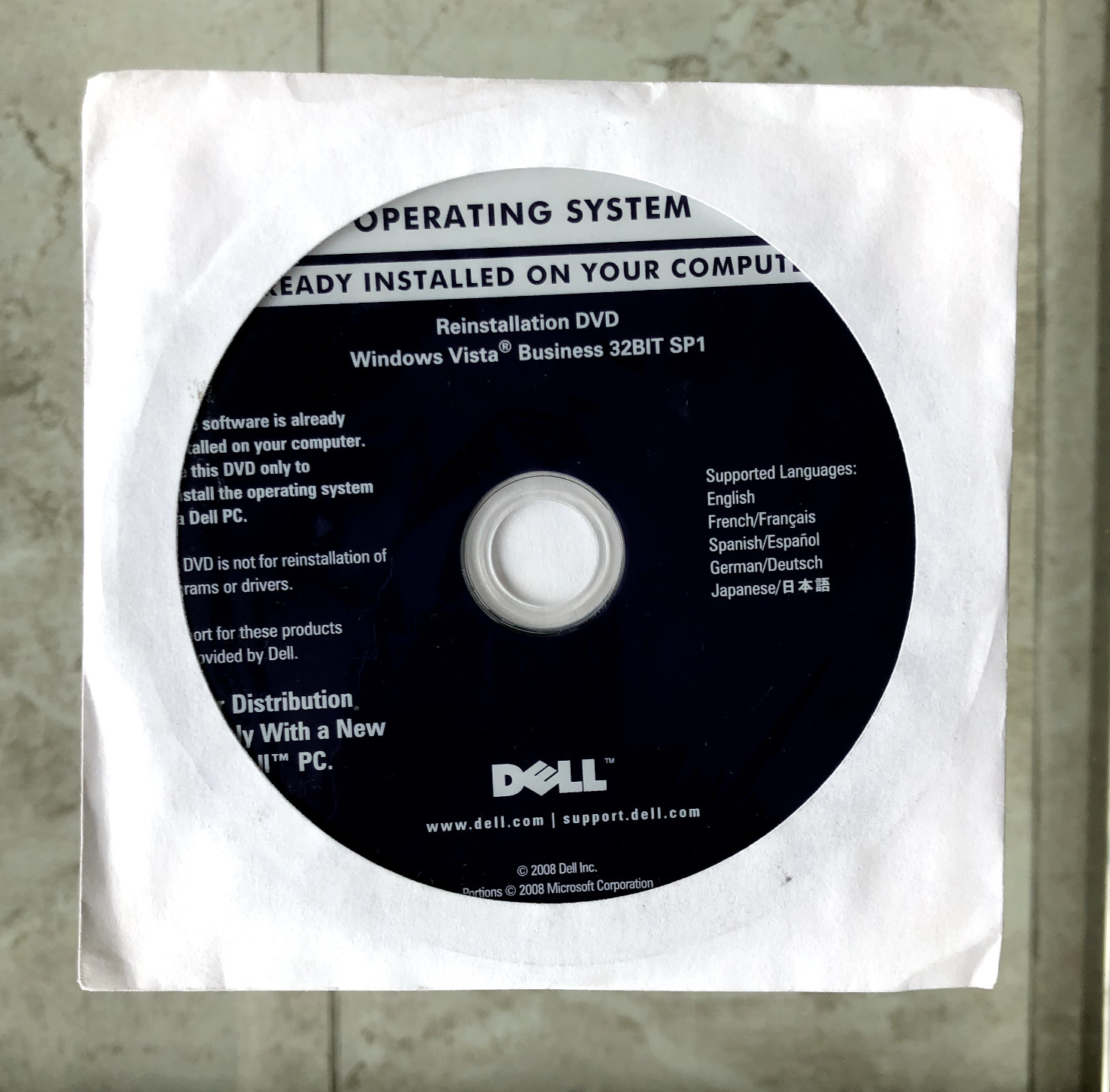 Dell Reinstallation DVD Windows Vista Business 32BIT SP1- Sealed