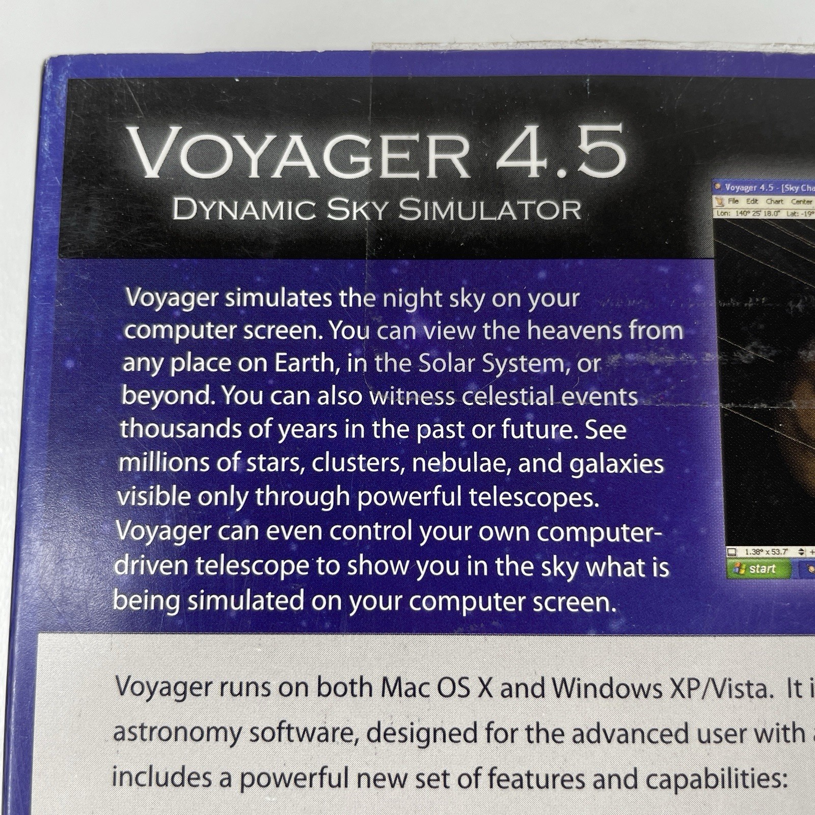 Voyager 4.5 Dynamic Sky Simulator by Carina Software DVD for PC & Mac, 2008