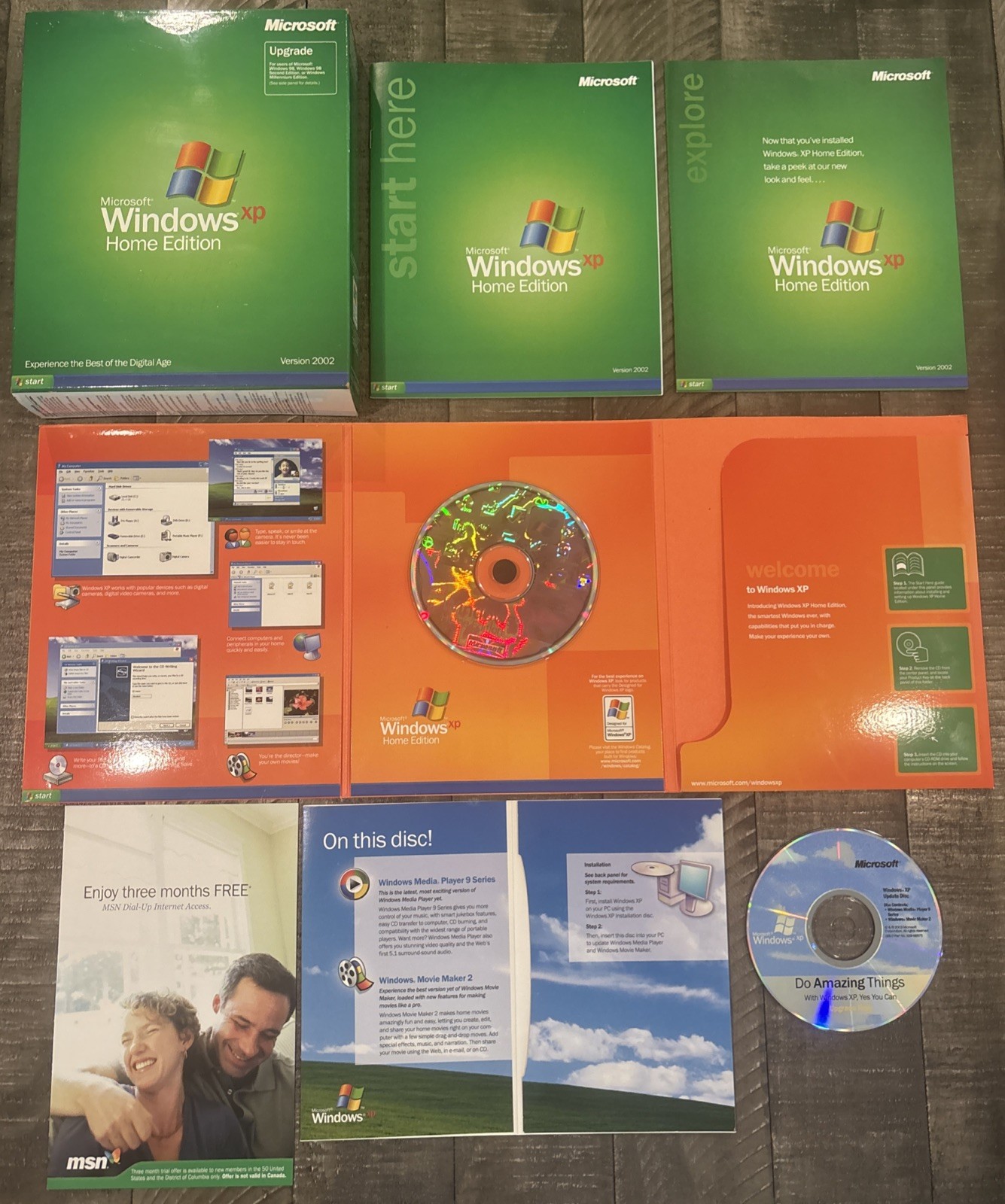 Vintage 2002 Microsoft Windows XP Home Edition Upgrade CD SP1 Full Retail Box!