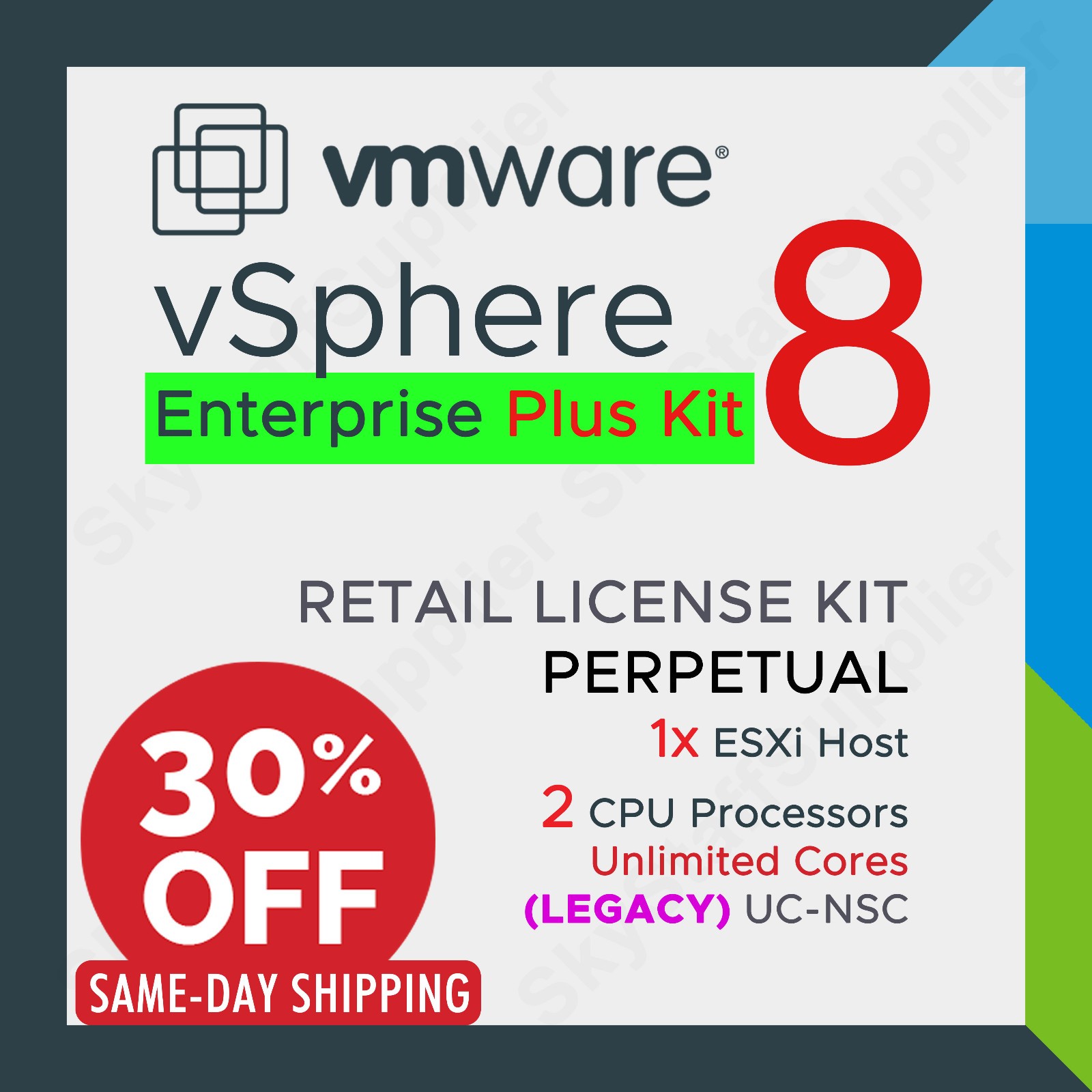 VMware vSphere Enterprise Plus v.8 Perpetual License 2 CPU – UC NSC RETAIL PACK